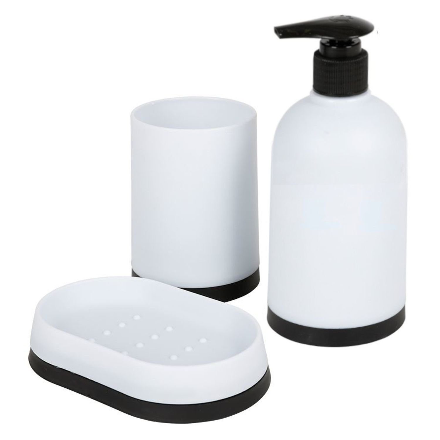BURI WC-Garnitur Badezimmer-Set Seifenspender Seifenschale Zahnputzbecher günstig online kaufen