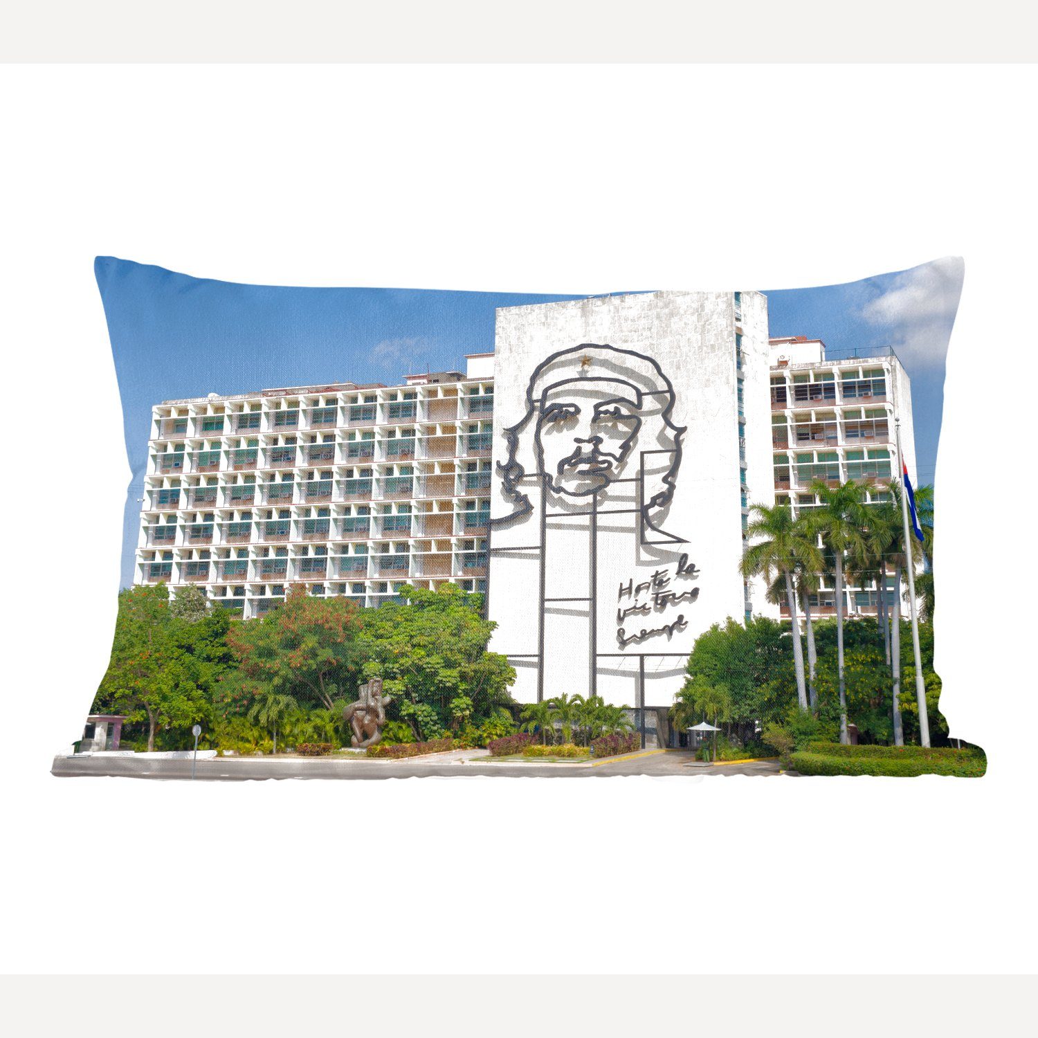 MuchoWow Dekokissen Porträt von Che Guavara mit Blick auf den Platz der Revolution, Wohzimmer Dekoration, Zierkissen, Dekokissen mit Füllung, Schlafzimmer