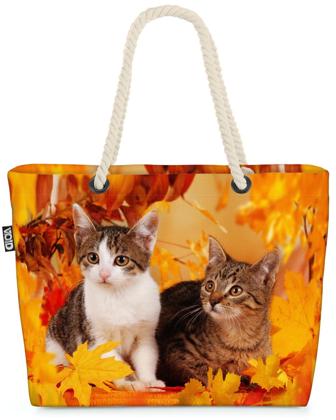 VOID Strandtasche (1-tlg), Katzen Herbst Beach Bag Katze Kätzchen Tier Haustier Kartäuser Scottish grau