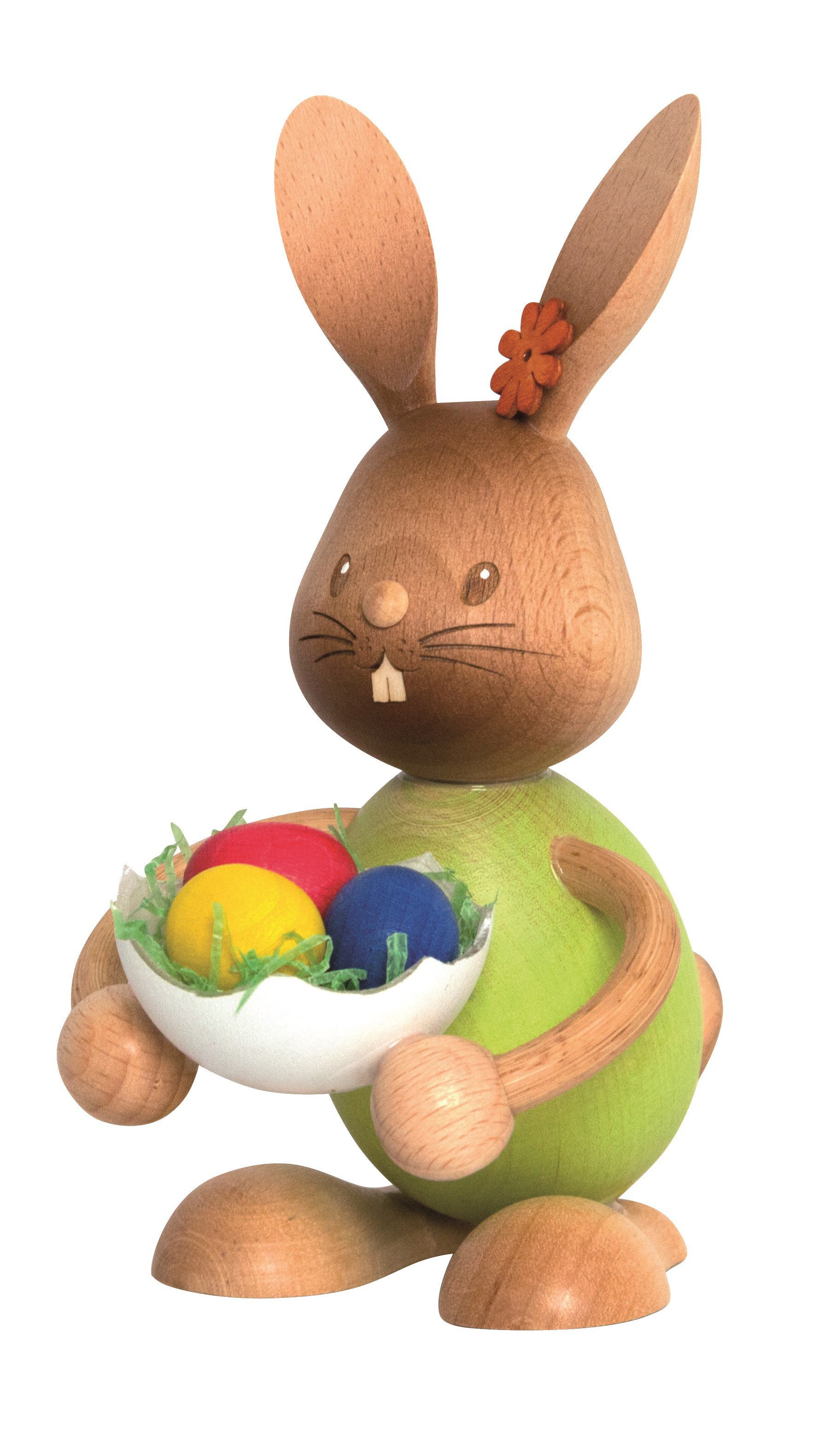 Kuhnert Osterhase Kuhnert Stupsi Hase mit Eierschale, Erzgebirgische Holzkunst