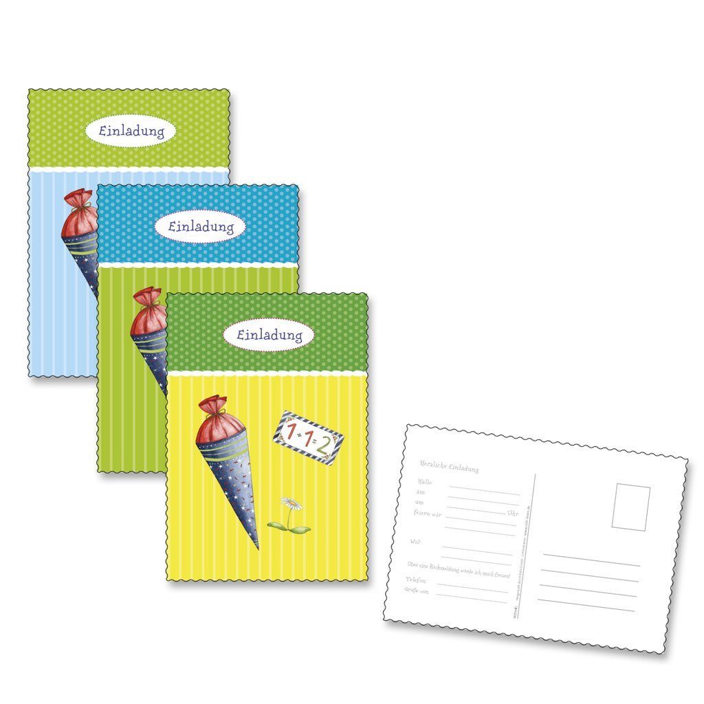 Roth Einladungskarten Roth Einladungspostkarten zum Schulanfang blau