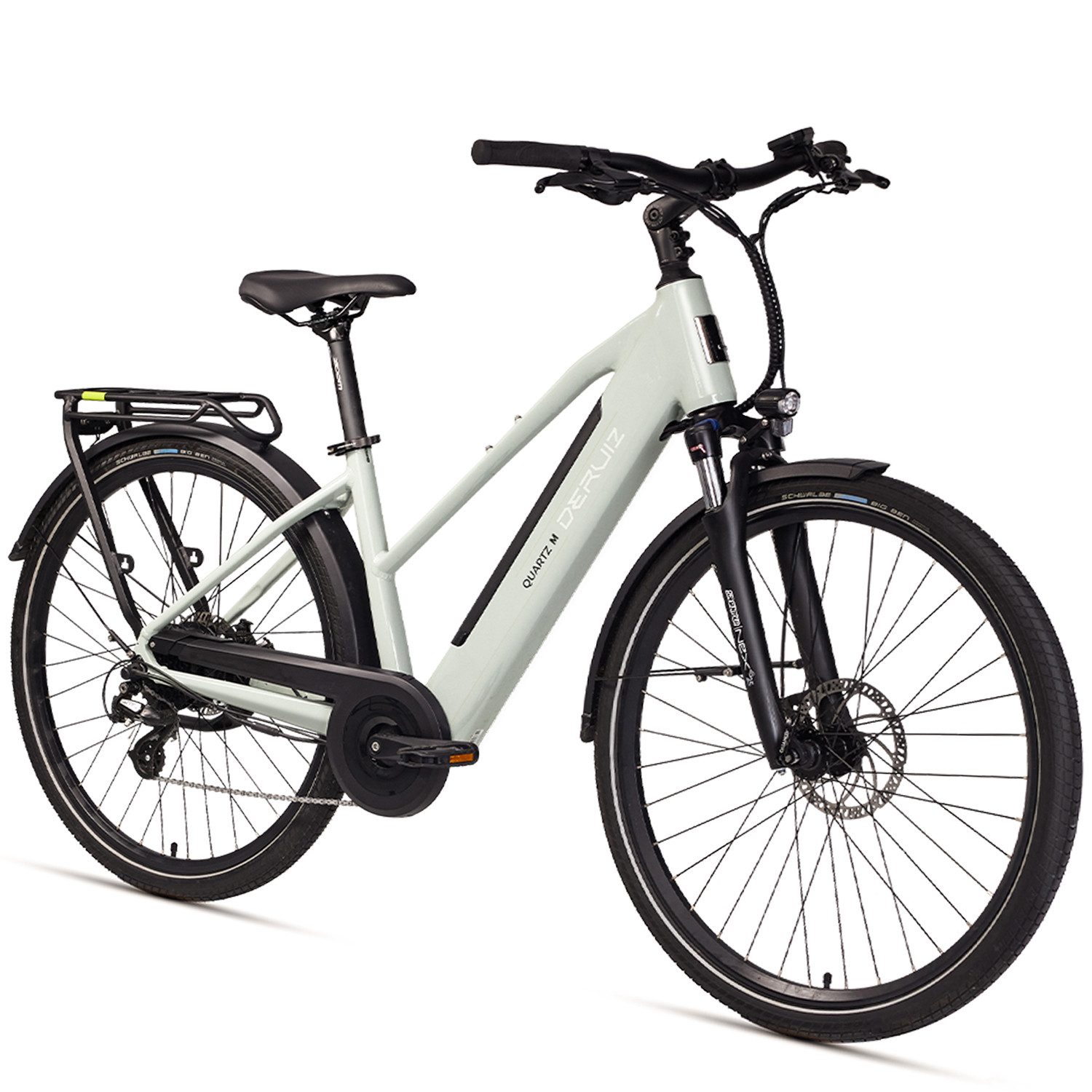 DERUIZ E-Bike Cityrad Elektrofahrrad 28 Zoll, e-bike für herren damen, bis 121 km, 483 Wh, 8 Gang SHIMANO Altus RD-M310-Smart Schaltwerk, Kettenschaltung, Heckmotor, 483 Wh, (Packung, mit Akku-Ladegerät, mit Werkzeug), Reifen mit Pannenschutz, perfekt für Stadtverkehr