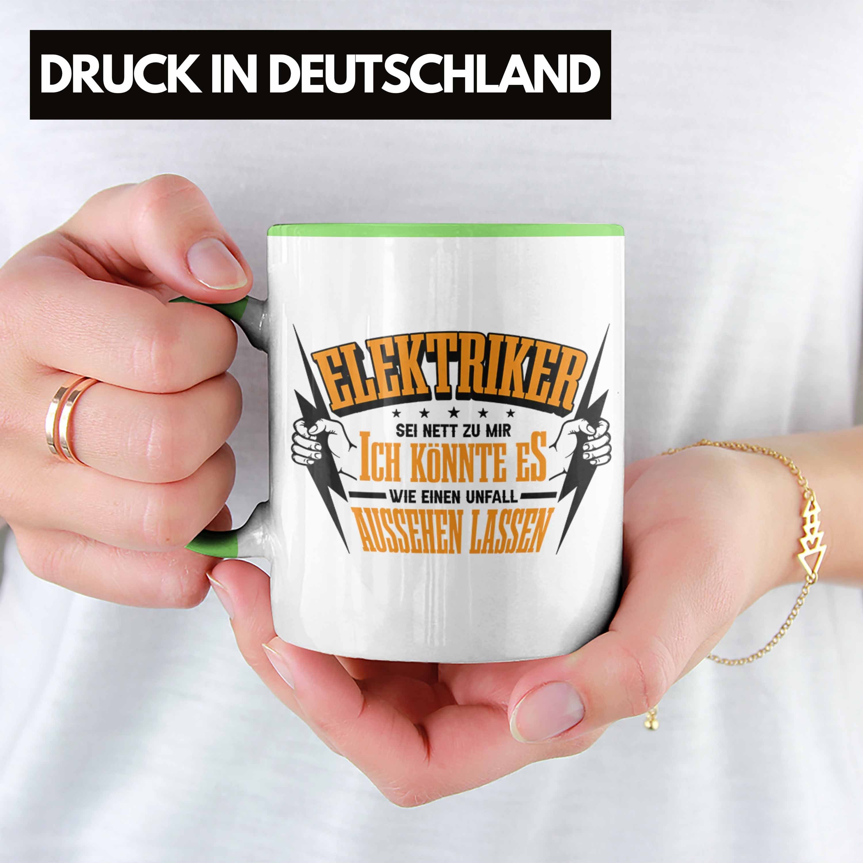 Trendation Trendation - Tasse Elektriker Tasse Grün Geschenk Lustige