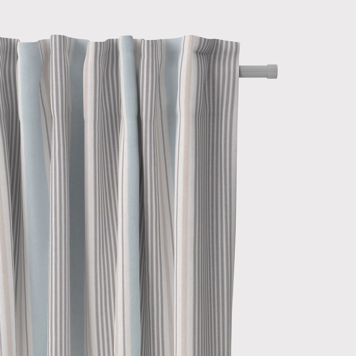 SCHÖNER LEBEN. Vorhang SCHÖNER LEBEN. Vorhang STUDIO G Streifen Mineral blau grau 245cm, Smokband, blickdicht, Baumwolle, handmade