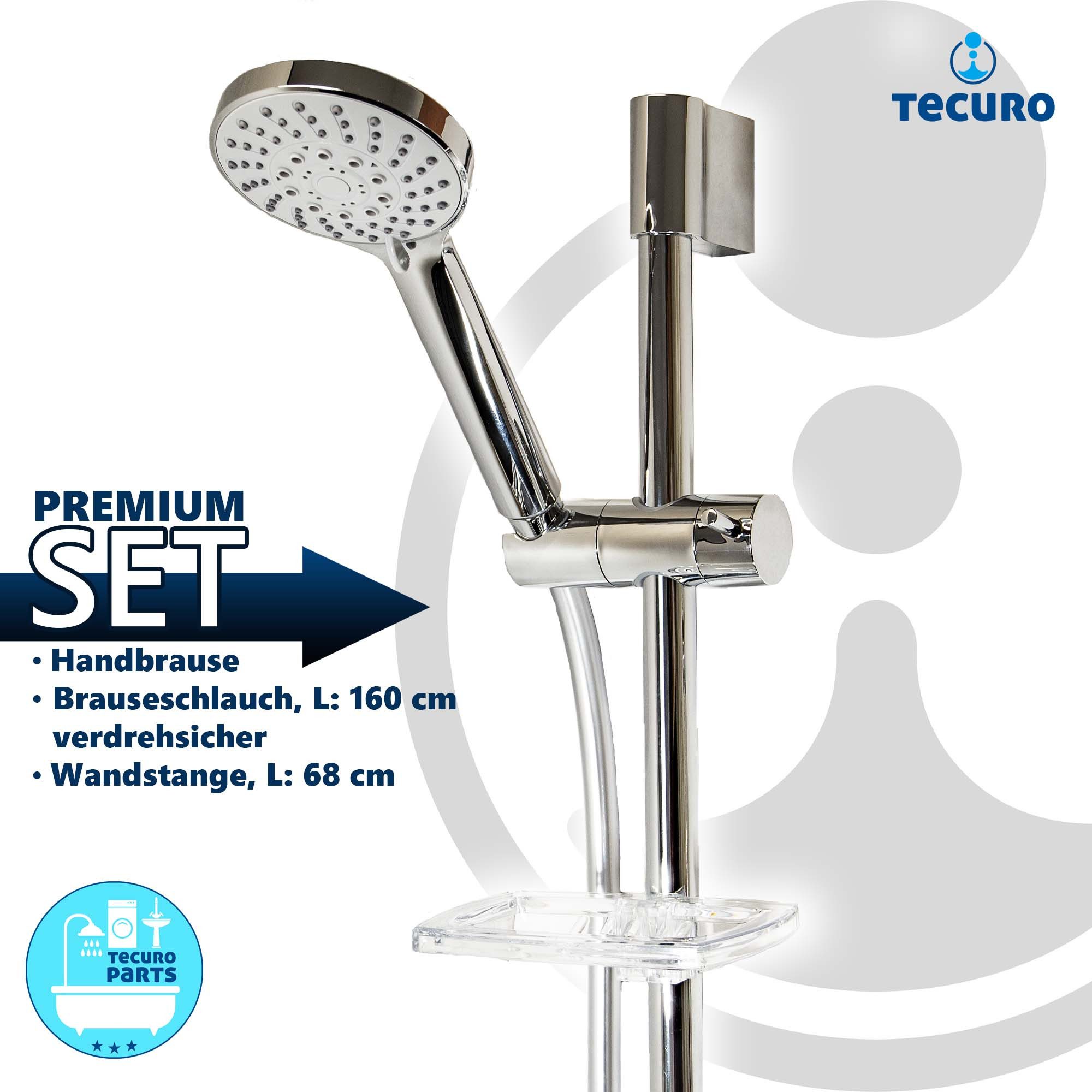 Thumbnail - tecuro Brausegarnitur Brauseset Sunshine-100 - mit 5 Funktionen, Brauseschlauch 160 cm