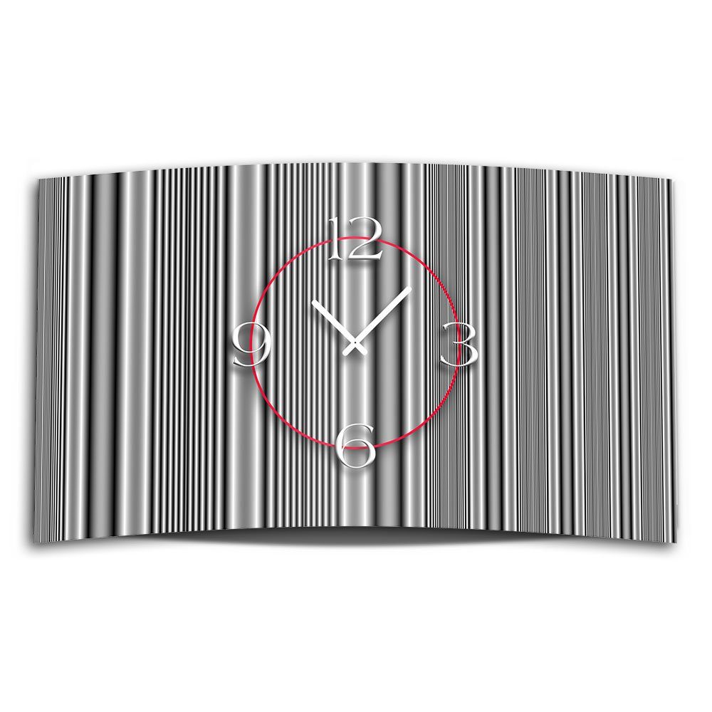 dixtime Wanduhr Muster Streifen grau Designer Wanduhr modernes Wanduhren Design leise (Einzigartige 3D-Optik aus 4mm Alu-Dibond)