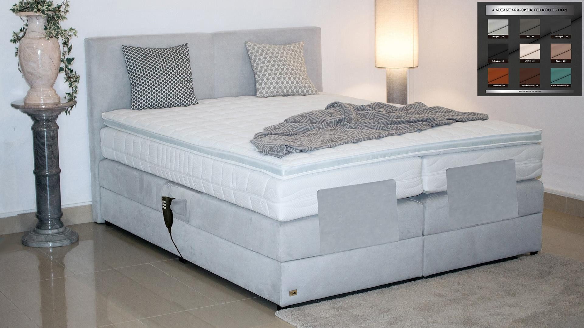 PAARA Boxspringbett Montana elektrisch verstellbar mit Motor alles, inkl. Matratze und Topper, mit einzigartigem Belüftungssystem