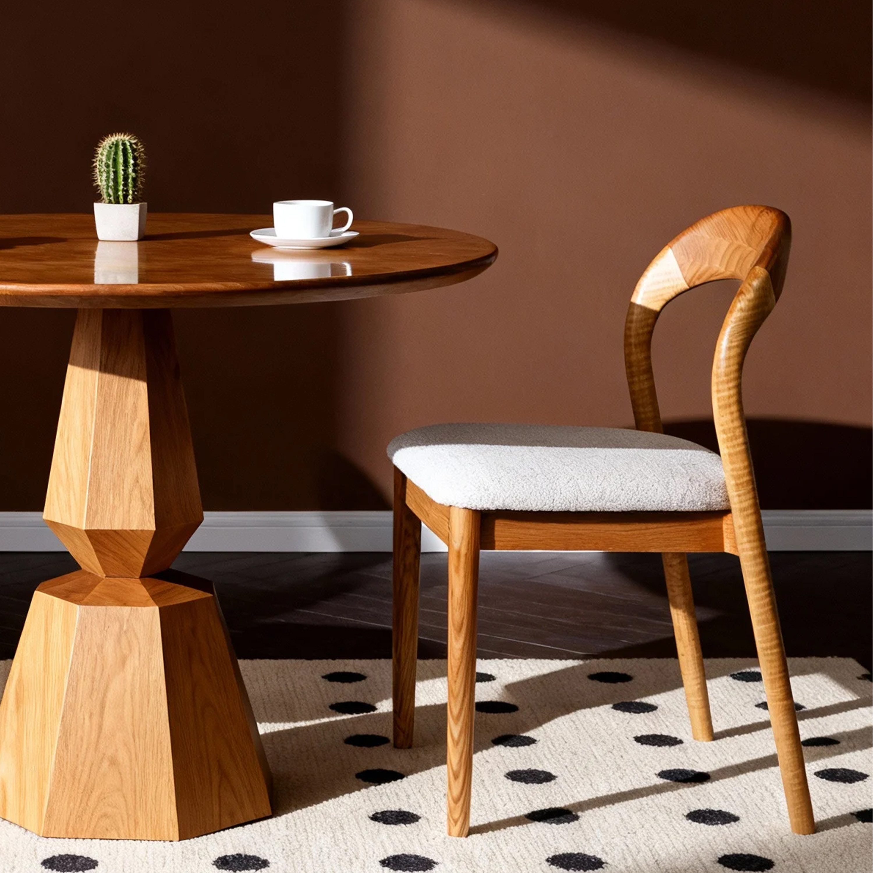 VECHOO Esszimmerstuhl Klassischer Holzesszimmerstuhl Parnell mit geschwungener Rückenlehne (1 St), Gestell aus Eschenholz, Naturholzfarbe