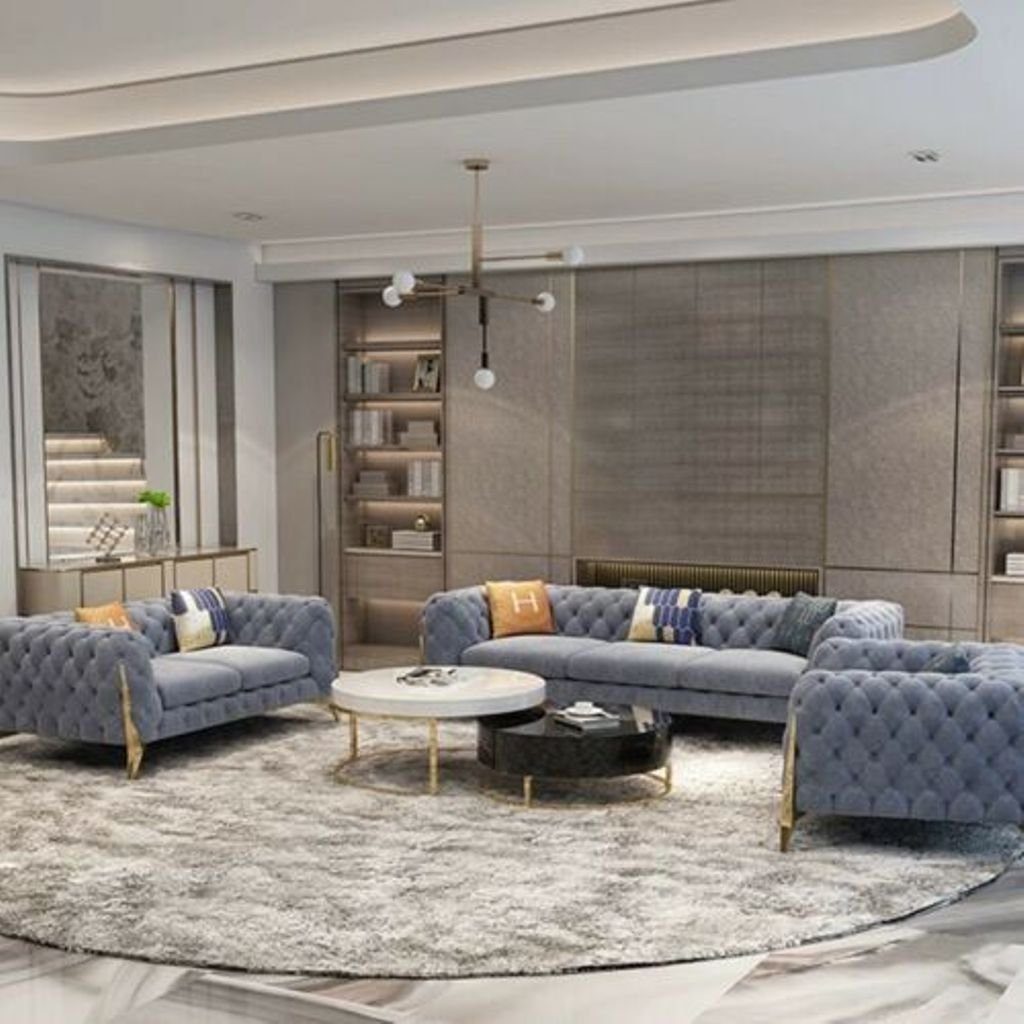 JVmoebel Wohnzimmer-Set, Italy Design Möbel Sofa Couch Polster Komplett Set Garnitur 3+2+1