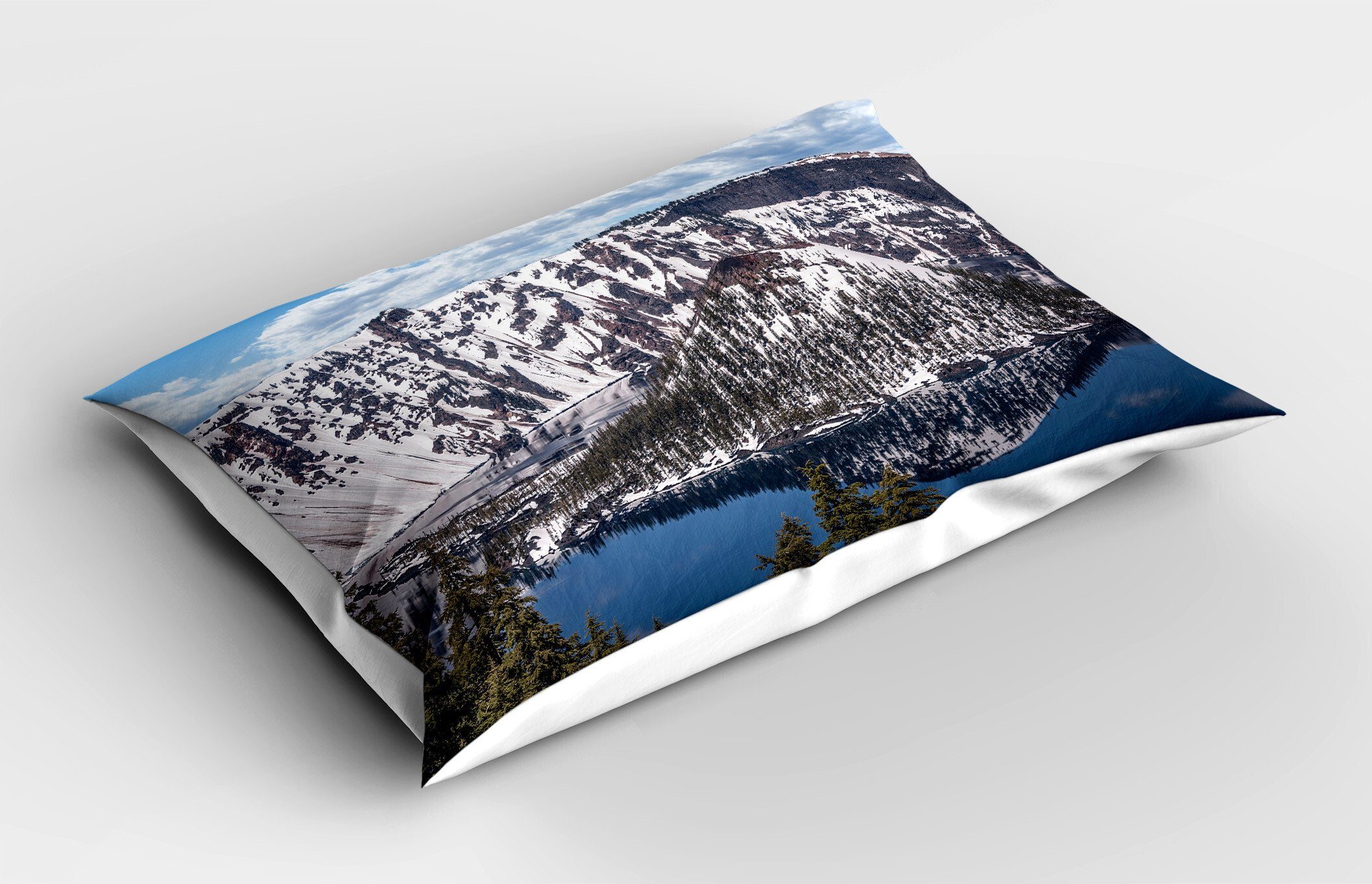 Kissenbezüge Dekorativer Standard Size Gedruckter Kopfkissenbezug, Abakuhaus (1 Stück), Nature Scene Crater Lake Frühling | Kissenbezüge