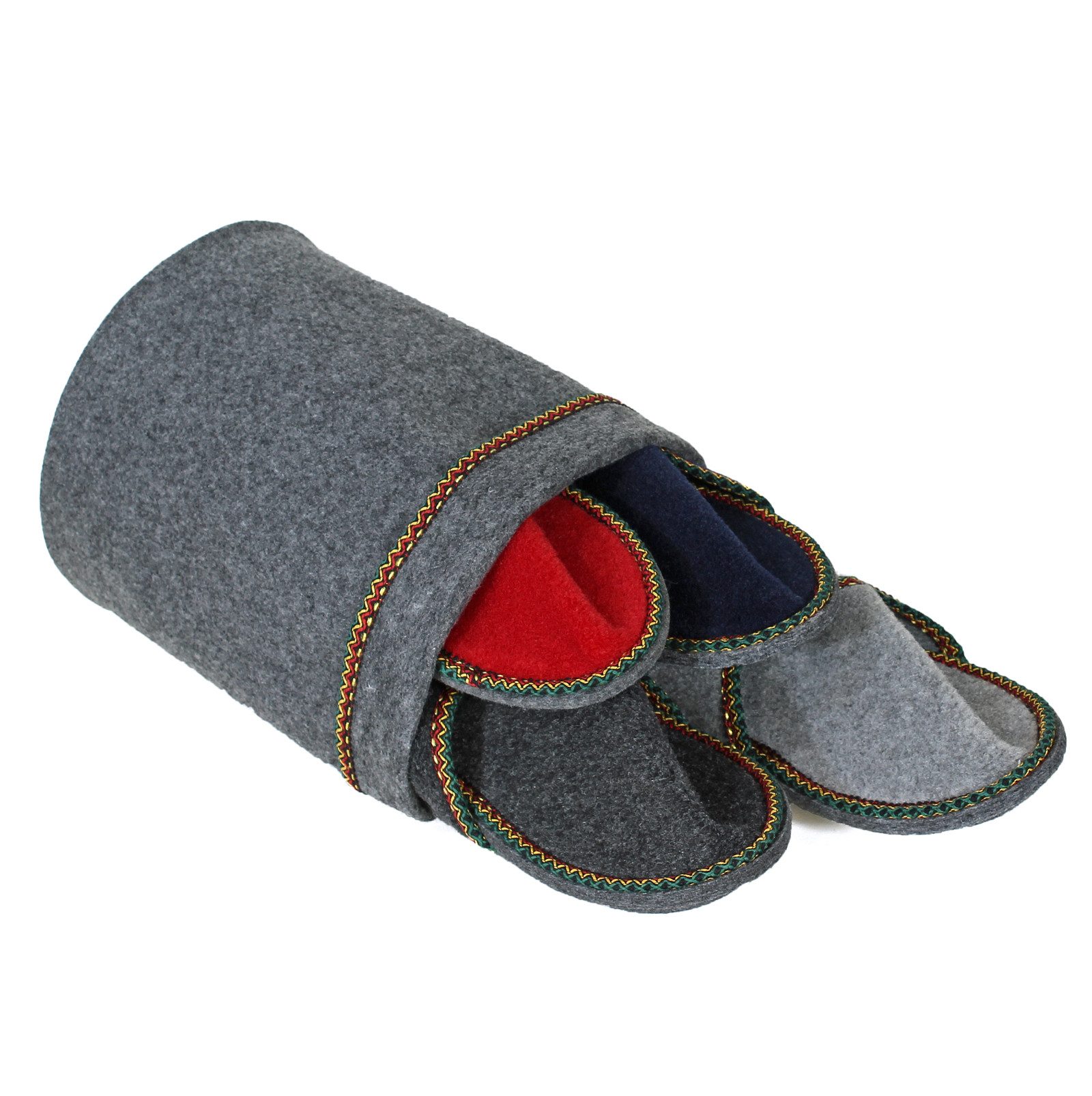 Pantoffelmann Pantoffelkorb Gästeset Filzpantoffel Herren Damen Filz Hausschuhe Pantoffel (1 Paar) Filzpantoffeln, Gästepantoffel besonders leicht