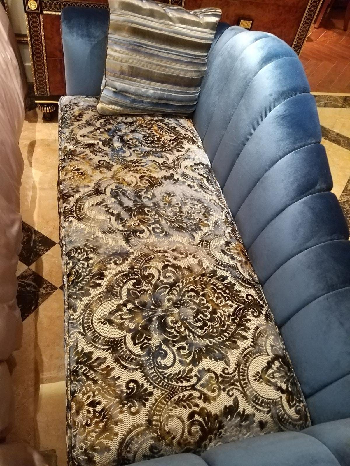 JVmoebel Chaiselongue Blauer Barock Chaiselounge Stil Textil Sofa Antik Europe in Made Liege Rokoko