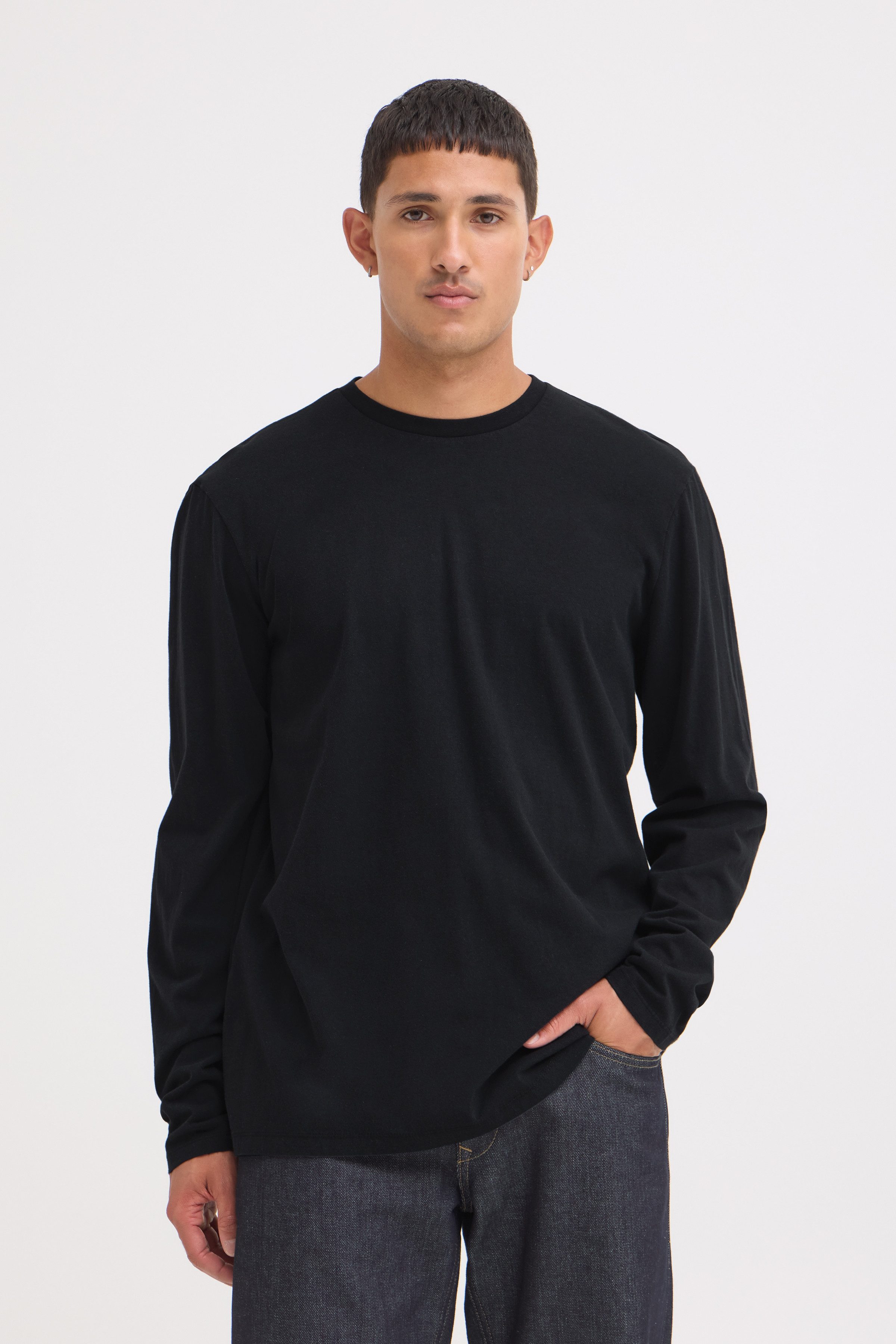 Blend Langarmshirt BHKONSTANTIN L/S WASH O-NECK Baumwolle, regular fit