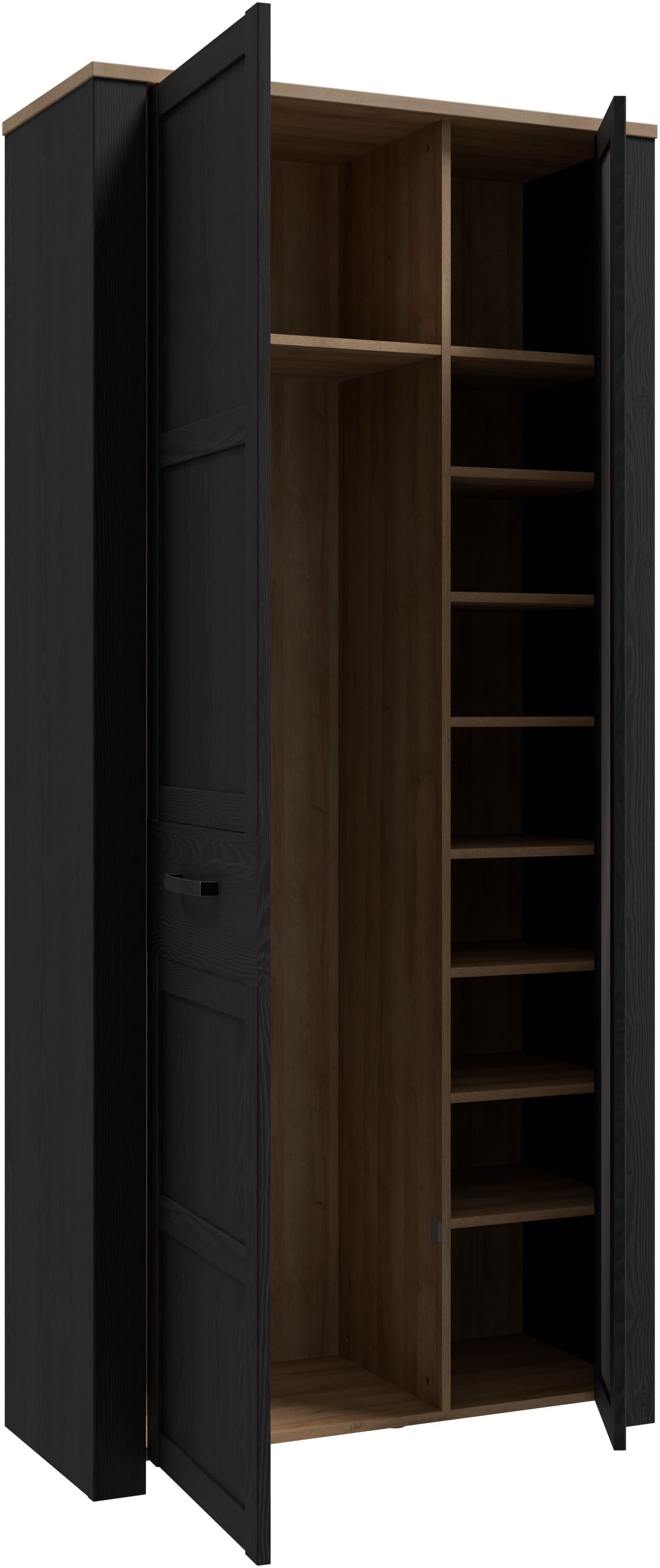 FORTE Garderobenschrank Garderobenschrank, Höhe 205,4cm, Spiegel, Soft Close, Push to Open B/H/T 94,4/205,4/42 cm