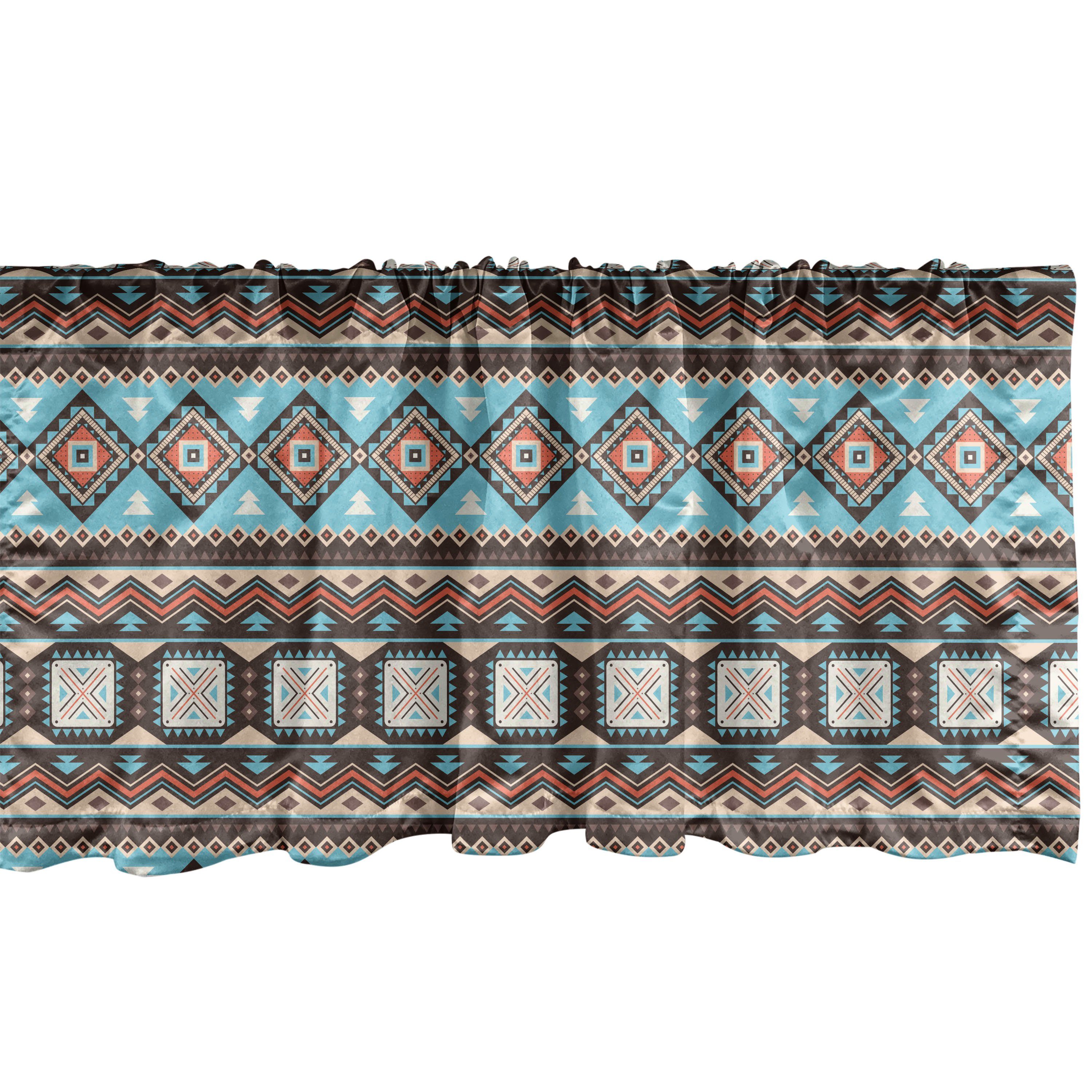 Scheibengardine Vorhang Volant für Küche Schlafzimmer Dekor mit Stangentasche, Abakuhaus, Microfaser, Aztekisch Scandinavian Vintage-Motive