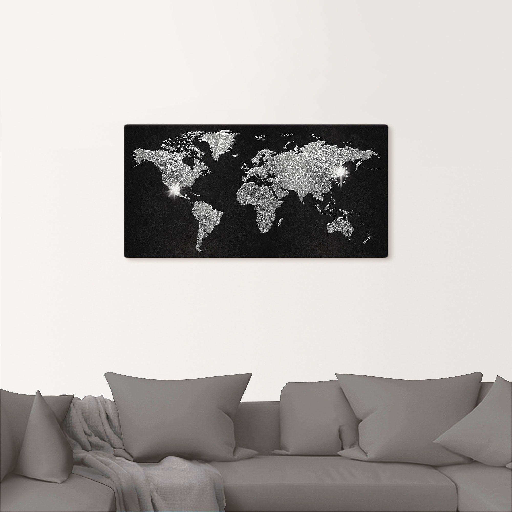 Artland Wandbild »Weltkarte Glitzer«, Land- & Weltkarten (1 Stück), in vielen Größen & Produktarten - Alubild / Outdoorbild für den Außenbereich, Leinwandbild, Poster, Wandaufkleber / Wandtattoo auch für Badezimmer geeignet-kaufen