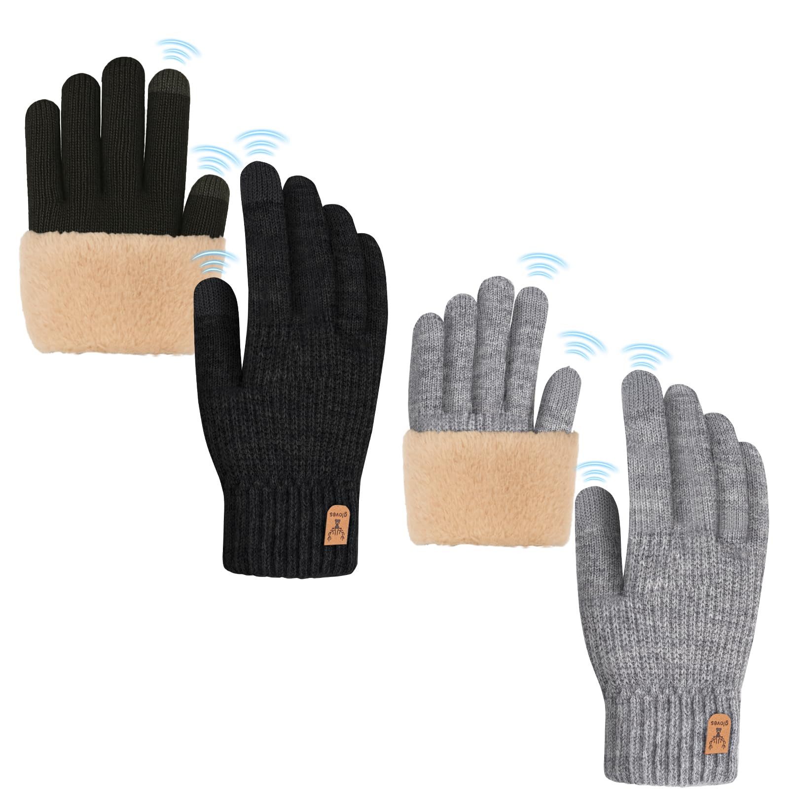 Cachito Strickhandschuhe Touchscreen Warme Strickhandschuhe Thermohandschuhe Outdoor Winter Geschenke für Herren und Damen