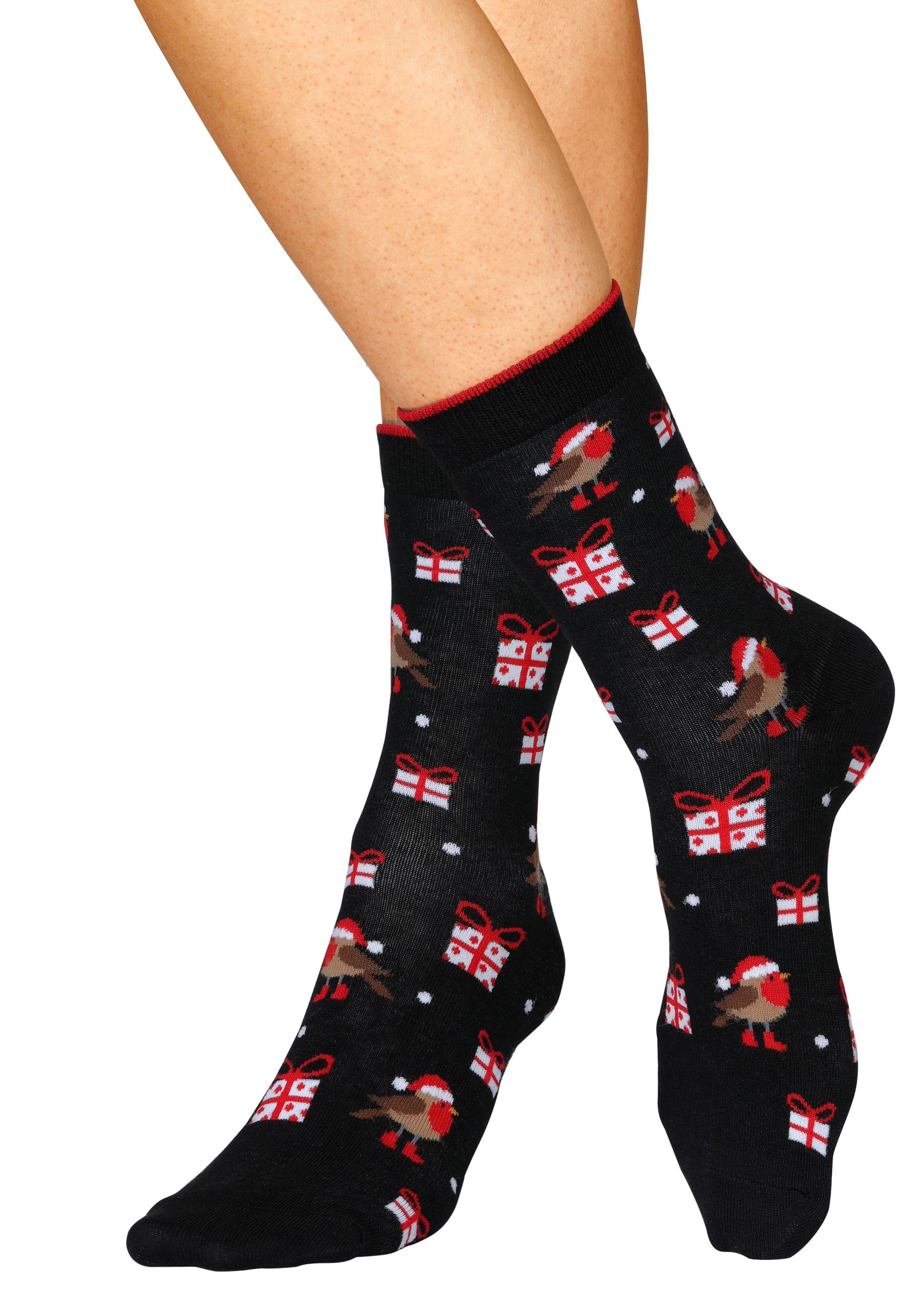 H.I.S Socken (Packung, 3-Paar) mit lustigen Weihnachtsmotiven. Reduzierter Preis € 9,99. Unverbindliche Preisempfehlung € 16,99, (€ 3,33 pro 1 Paar)