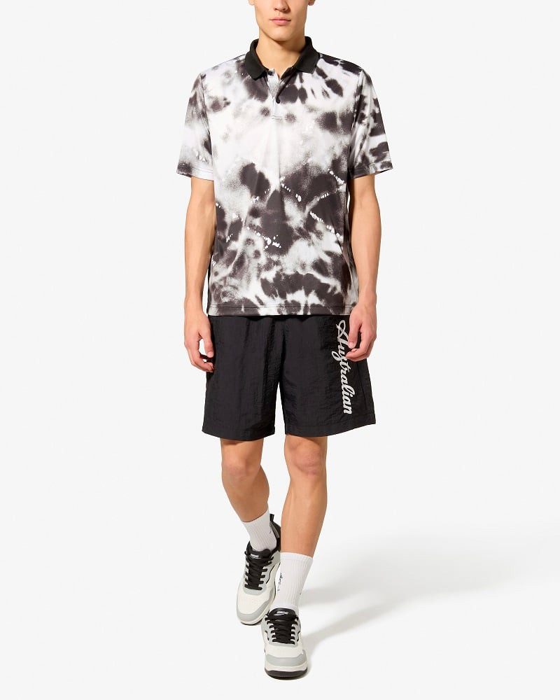 Australian Poloshirt Ace All Print schwarz/weiss Herren