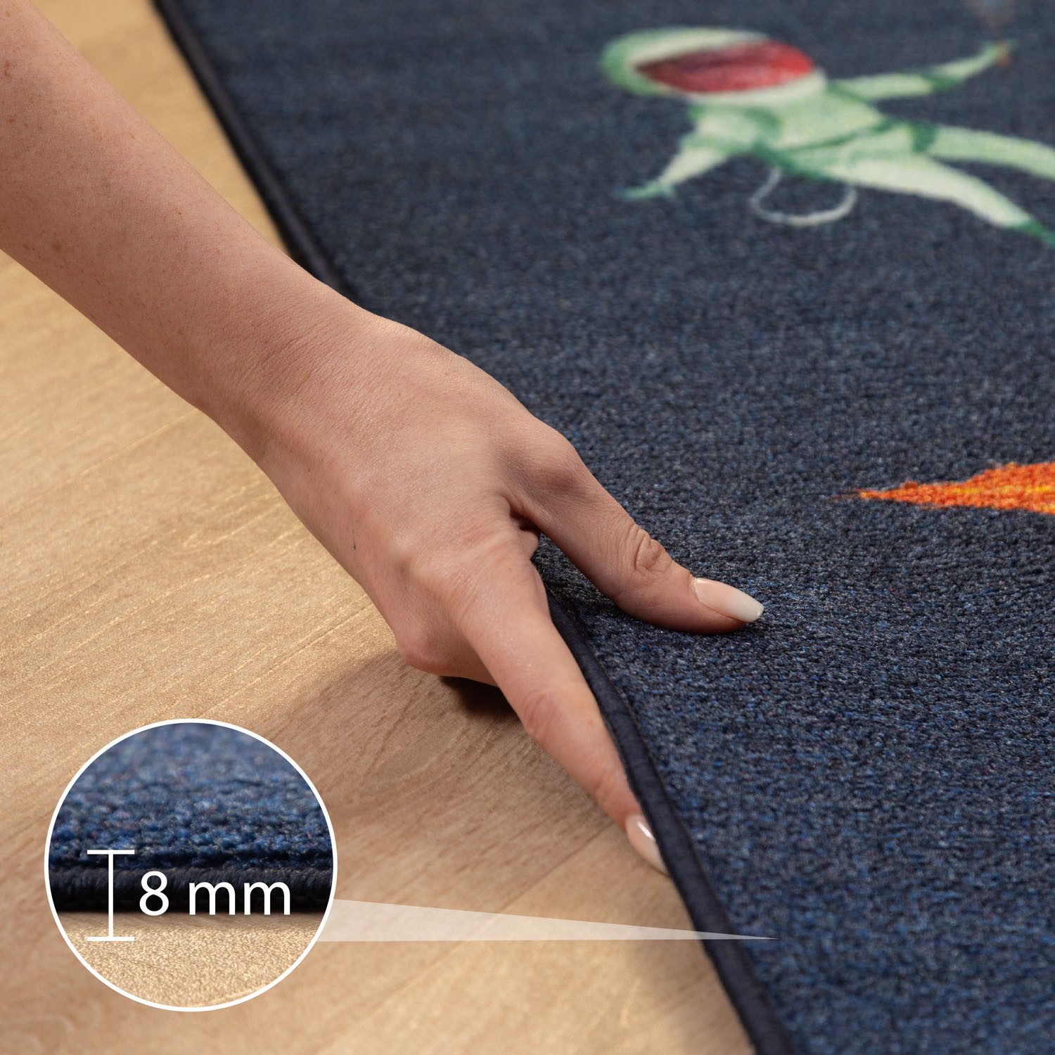 SIMPEX24 Teppich Weltraum Design, Rechteckig, Höhe: 7 mm, Teppich Kinderzimmer Marine Weltraum Design Rutschfest Waschbar