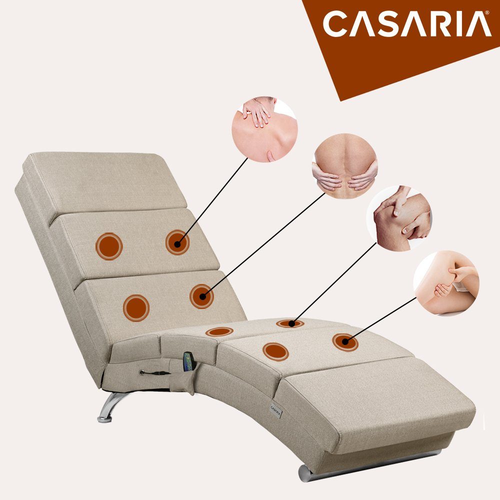 Casaria Relaxliege London Massage, 1 Teile, Massage Heizfunktion 186x89x55cm Stoff Gepolstert 180kg Belastbarkeit – Bild 5 von 5