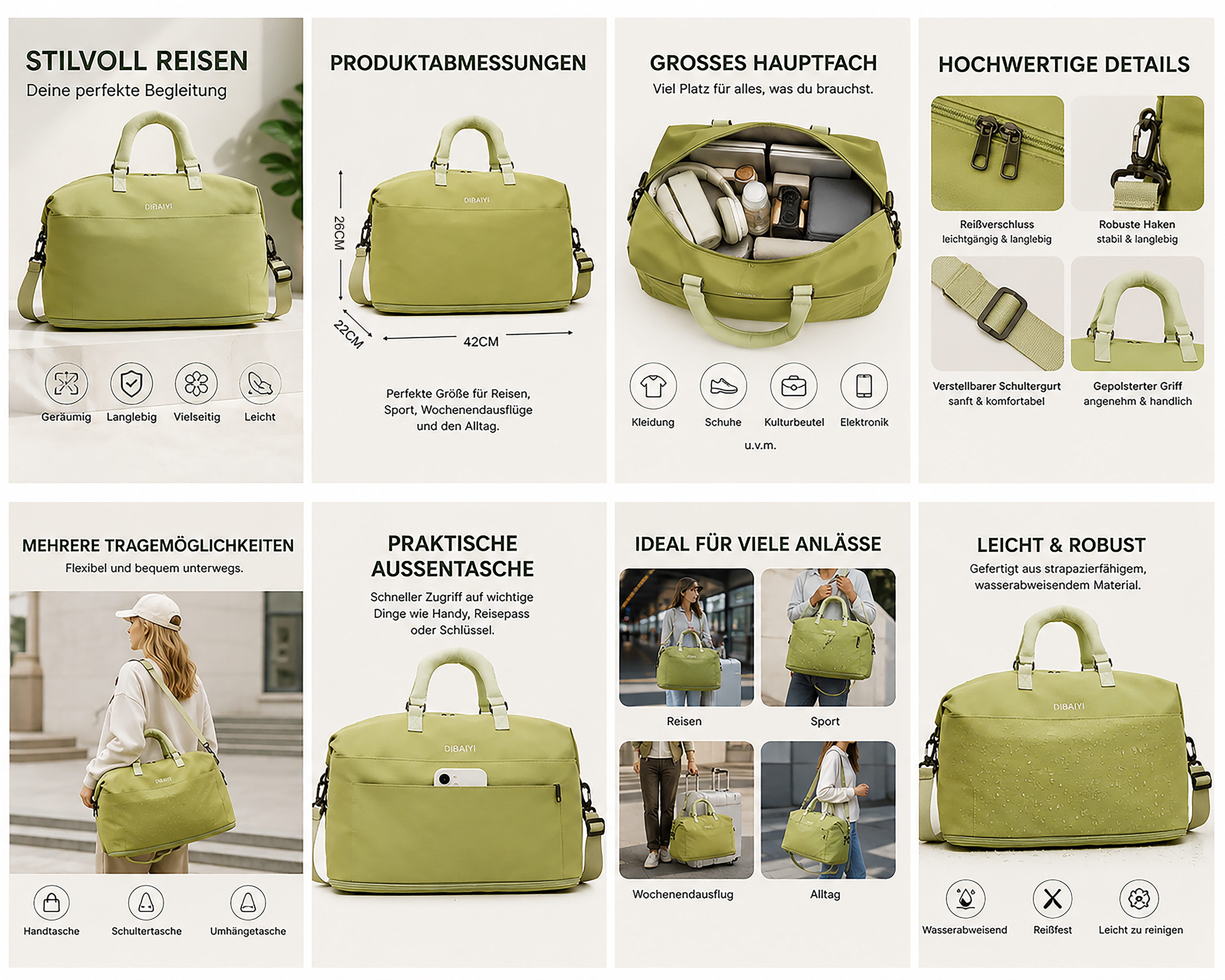 OYLCDI Reisetasche Fitnesstasche,Sporttasche,Große Umhängetasche (Atmungsaktiv, wasserdicht, verschleißfest, großes Fassungsvermögen, Schultergurt, für Yoga, Schwimmen, Tourismus, Fitness)