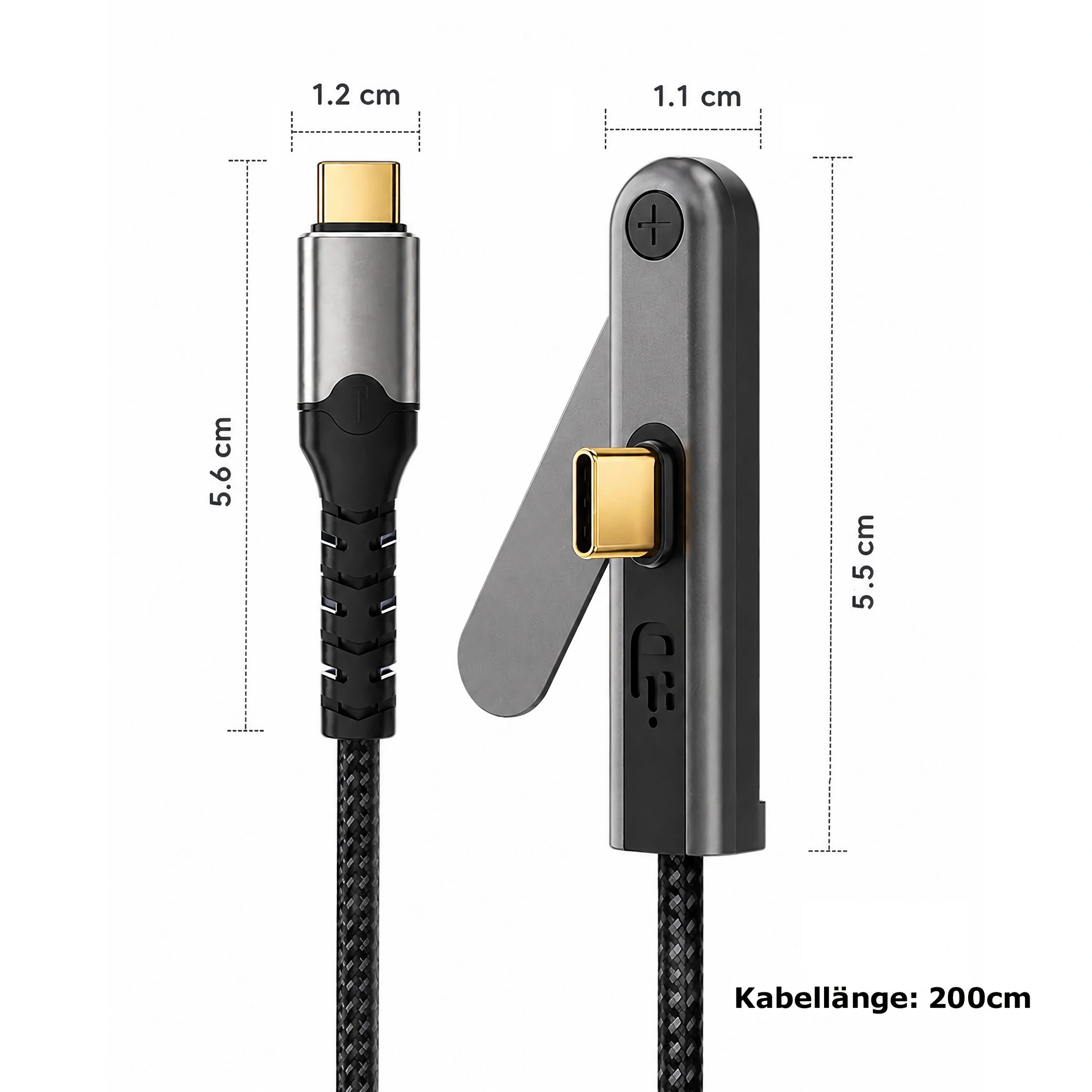 Bolwins E23 USB-C Kabel mit Ständer für Smartphone & Laptop PD 100W 4K USB USB-Kabel, USB-C-Stecker, USB-C-Stecker (200 cm), Klappbarer Standfuß, USB 3.2 20 Gbi – Bild 5 von 5