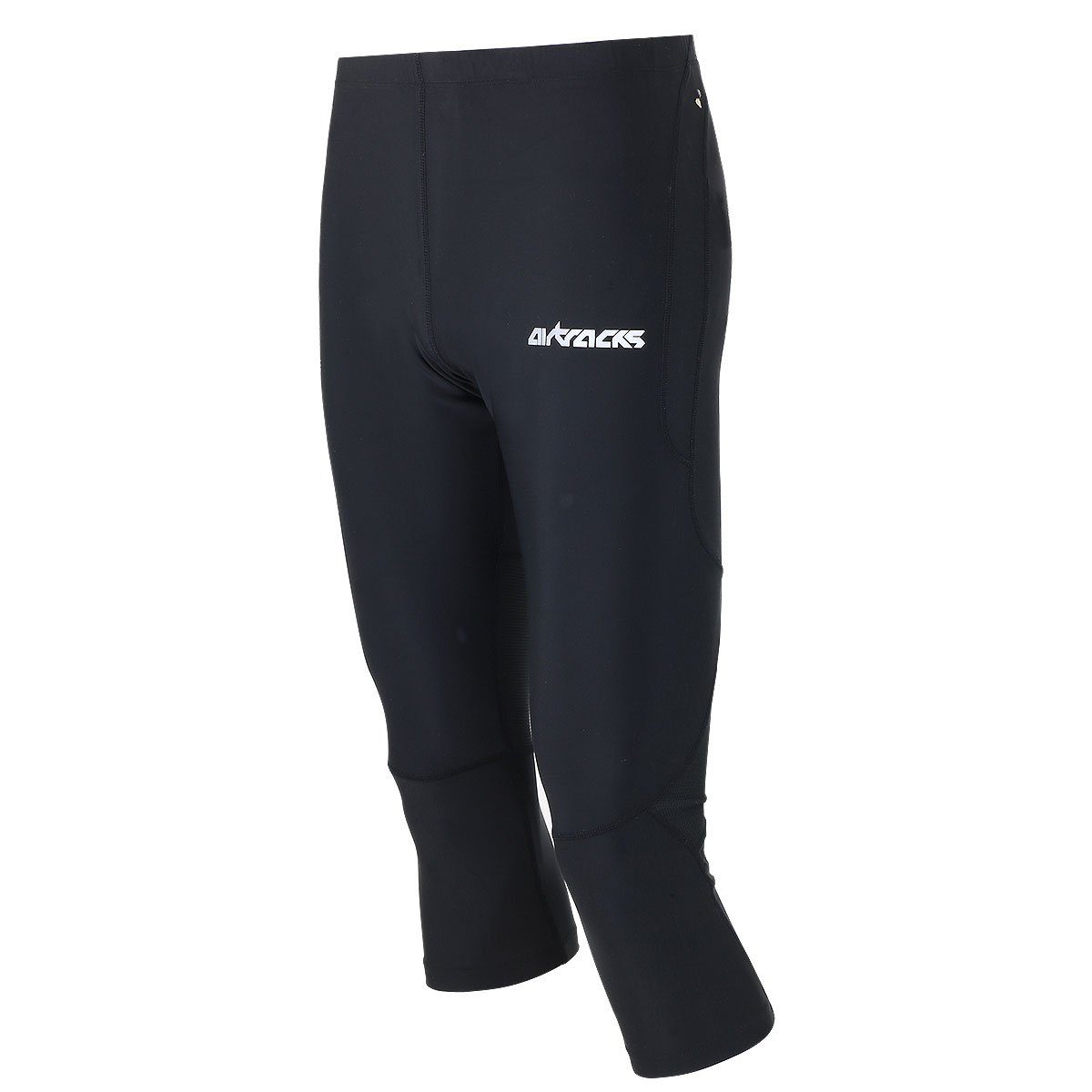 Airtracks Lauftights Laufhose 3/4 Lang Pro Air Sporthose mit Kompressionswirkung & Quick Dry Funktion, » S M L Xl XXL XXXL « Schwarz