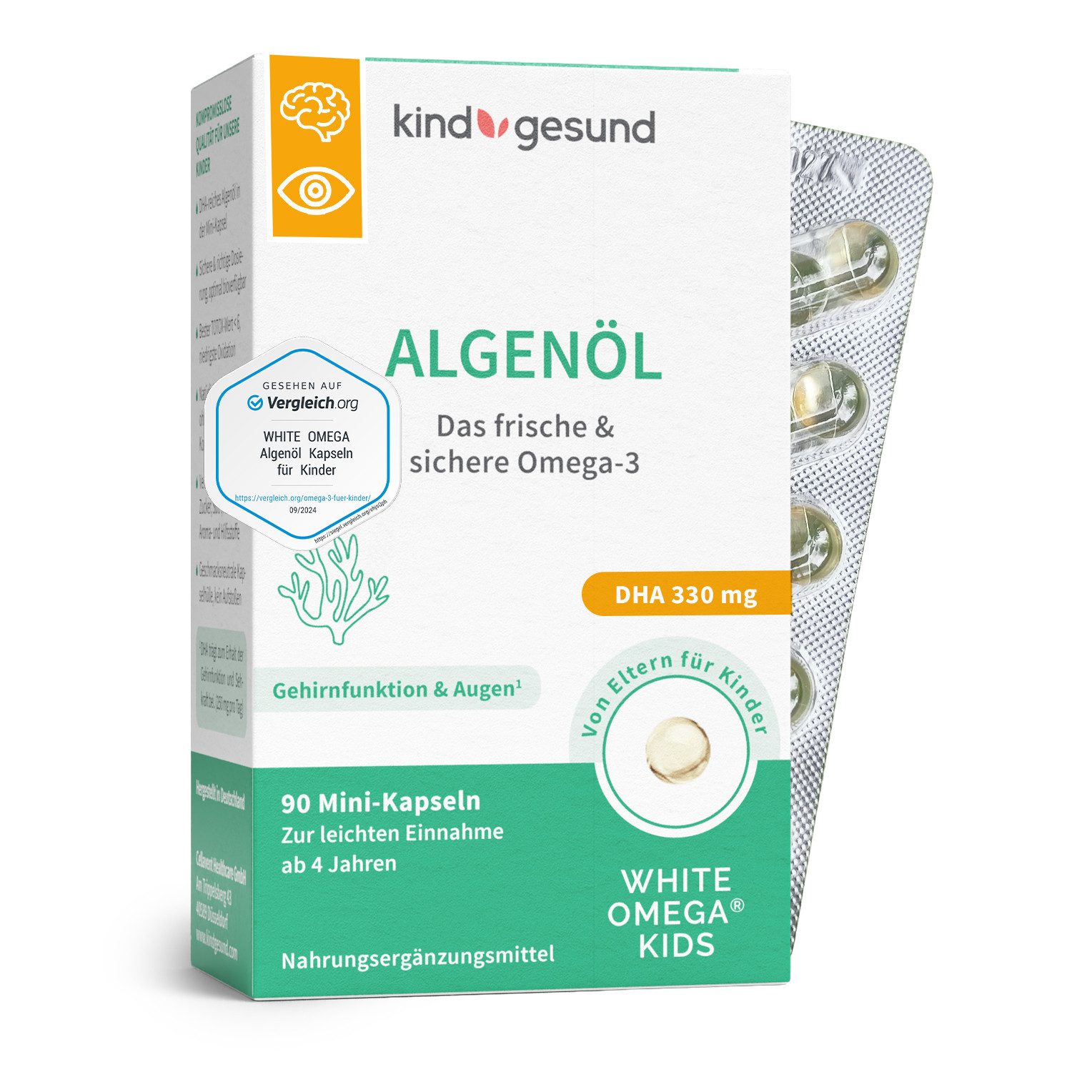 kindgesund White Omega® Kids Omega 3 für Kinder - vegan - aus Algenöl Kapseln