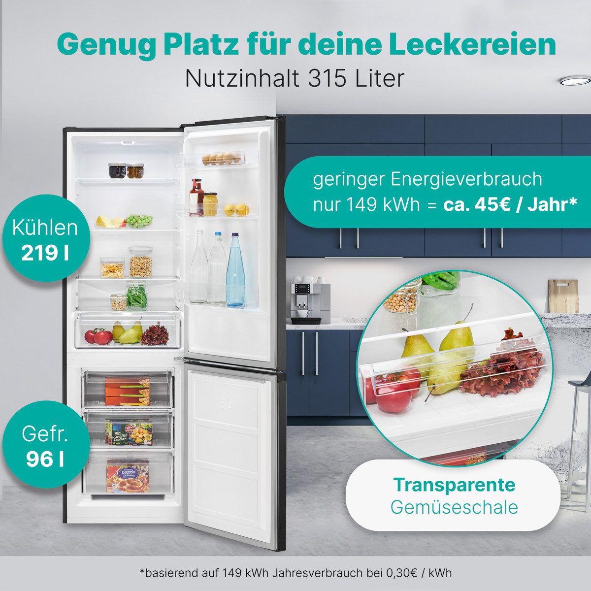 BOMANN Kühl-/Gefrierkombination KG 7357, 185.8 cm hoch, 60 cm breit