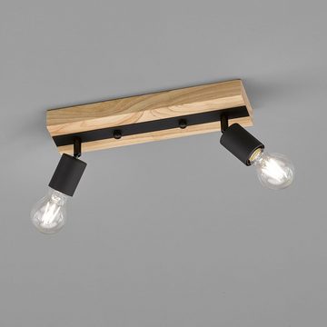 etc-shop LED Deckenspot, Leuchtmittel nicht inklusive, Deckenstrahler Holz schwarz Deckenlampe mit Holz und