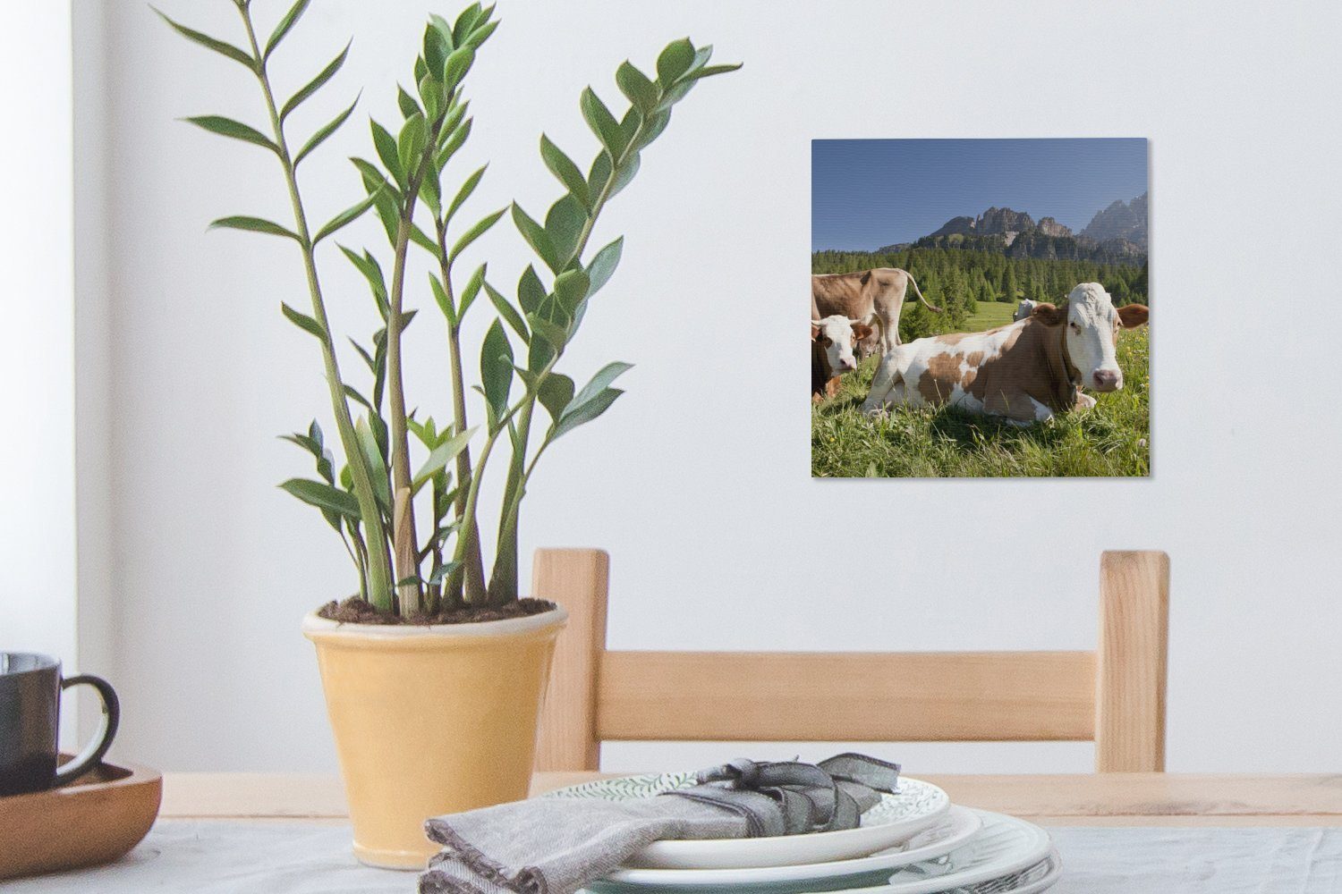 Leinwandbild Bilder Leinwand Kühe Schlafzimmer (1 Gras Schweiz, Wohnzimmer St), - - für OneMillionCanvasses®