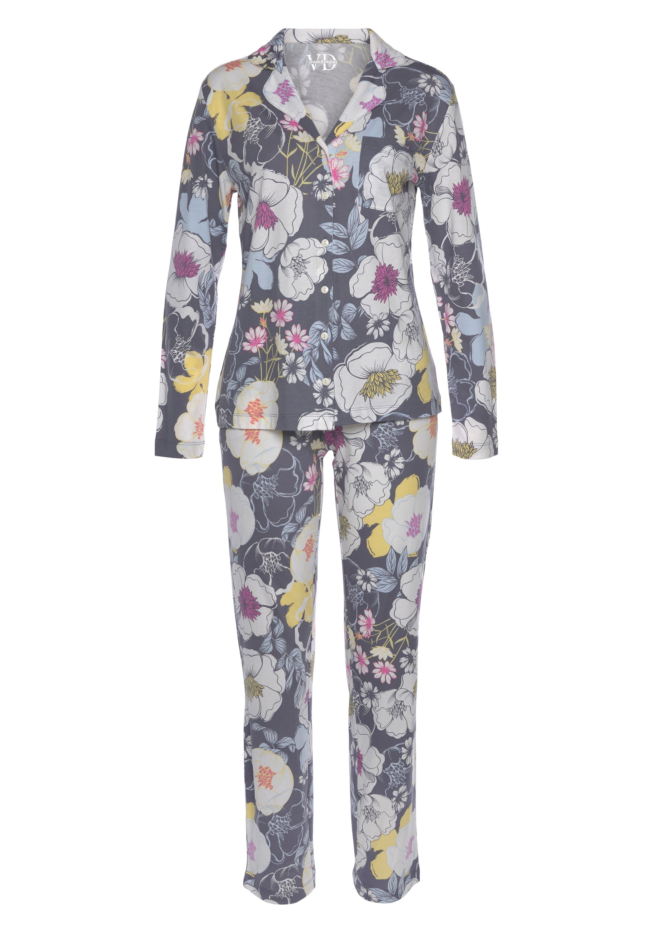 Vivance Dreams Pyjama (2 tlg) in geblümt Muster schönem Bunt