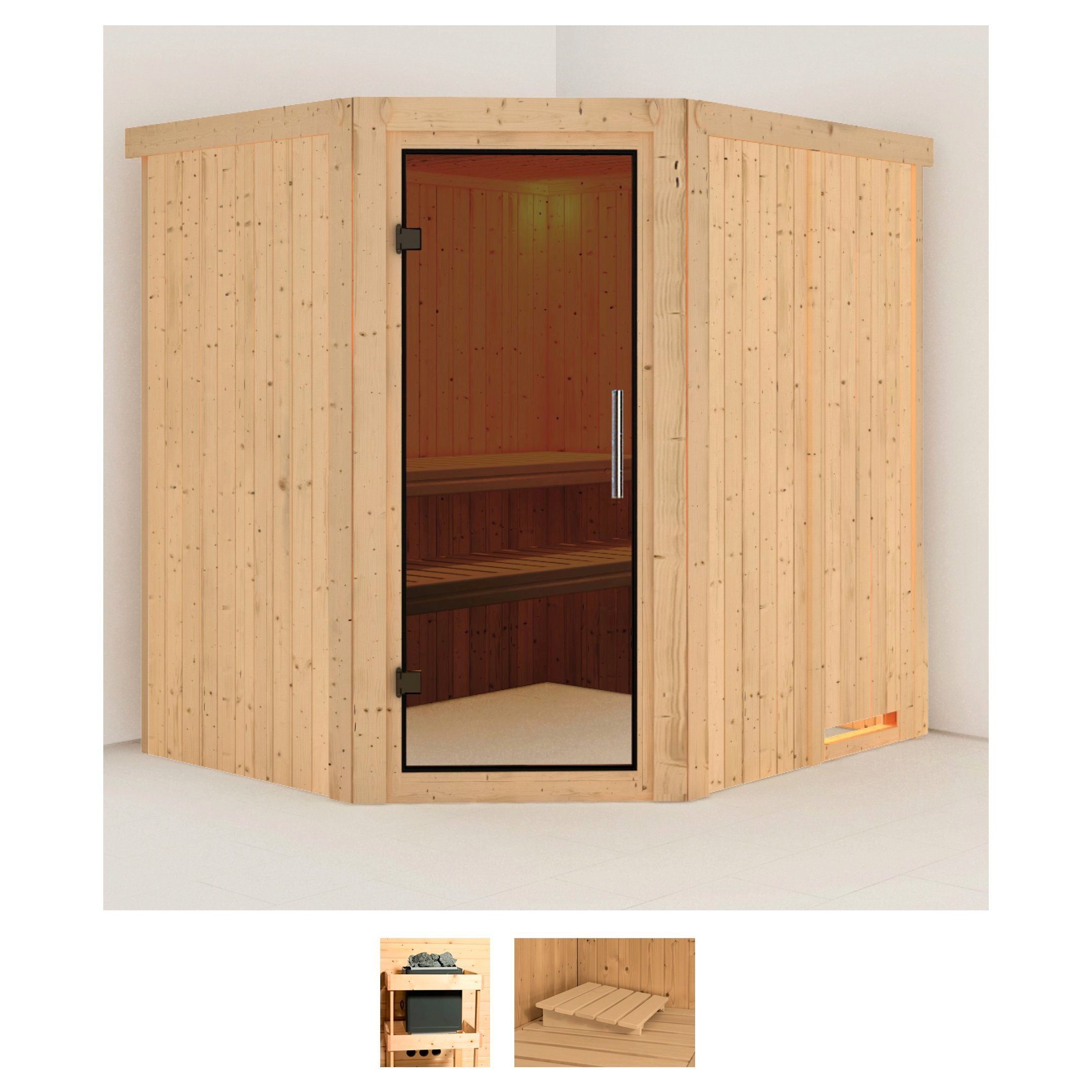 Karibu Sauna Siirin, BxTxH: 196 x 170 x 198 cm, 68 mm, (Set) ohne Ofen