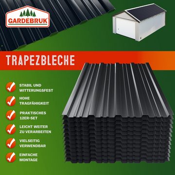 Gardebruk Wellplatte, 12x Trapezblech 129cm x 46cm = 7m² verzinkt Profilblech Dachblech