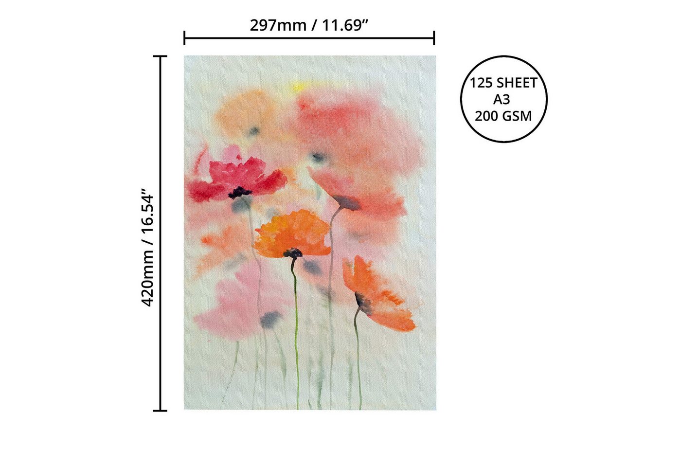 Thumbnail - Belle Vous Aquarellpapier A3 Watercolor Block 125 Sheets 200 GSM - High-Quality Paper