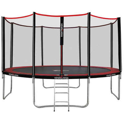 VENDOMNIA Fitnesstrampolin Trampolin - mit Sicherheitsnetz, (Leiter, Randabdeckung, Ø 427 cm, Farbwahl), Outdoor und Indoor Gartentrampolin mit Zubehör, Fitness Trampoline