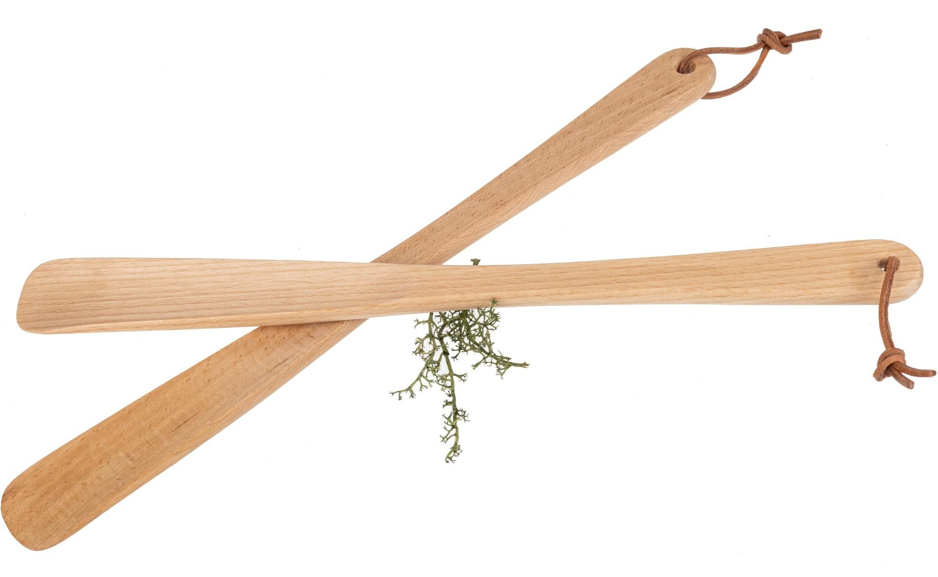 Holz Frank Schuhlöffel Holz Schuhlöffel aus Buche geölt - 37 cm - Schuhanzieher mit Lederband