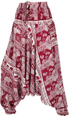 Guru-Shop Relaxhose Pluderhose mit Elefanten-Print, Overall,.. Ethno Style, alternative Bekleidung