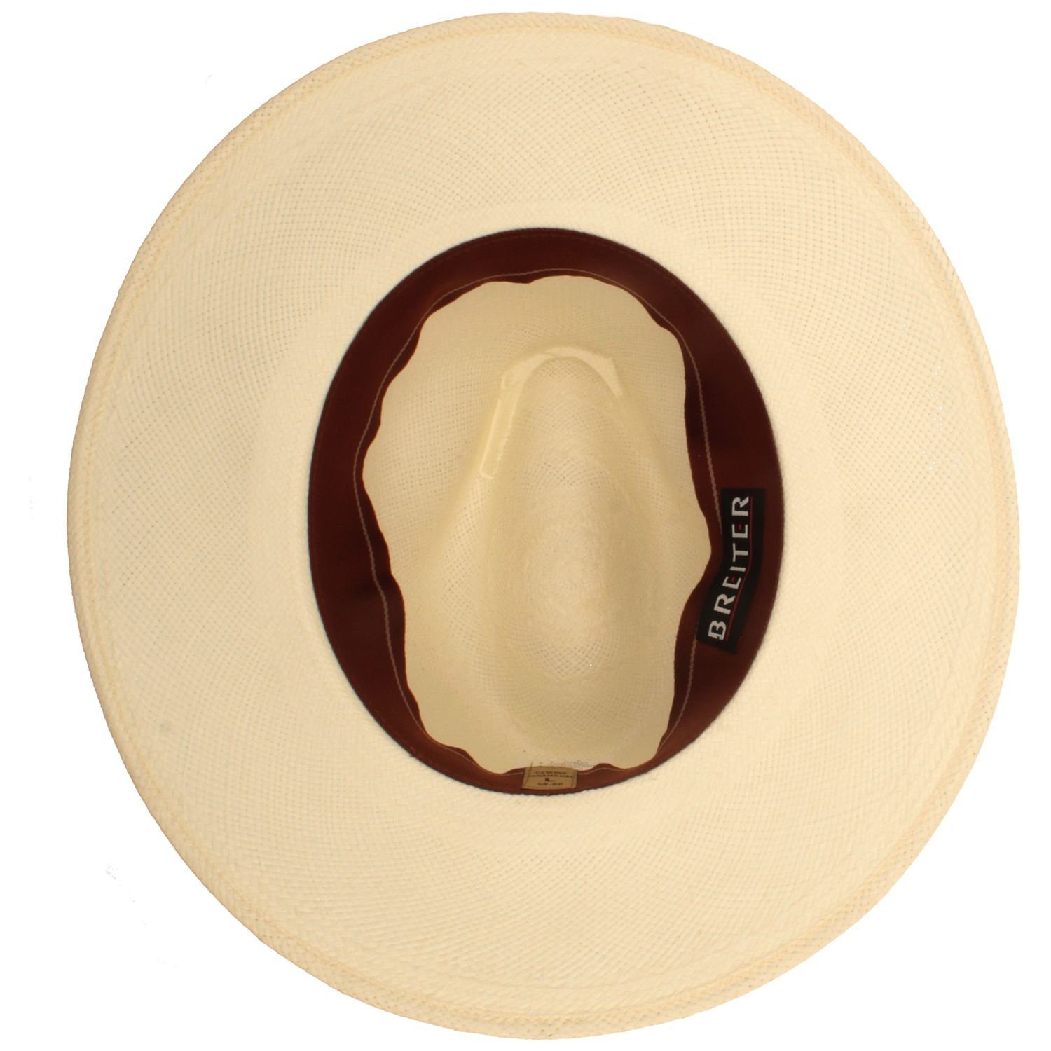 Breiter Strohhut feiner original Panama Hut mit Ripsband-Garnitur und UV-Schutz 50+