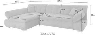 DOMO collection Ecksofa Mona L-Form, wahlweise mit Bettfunktion