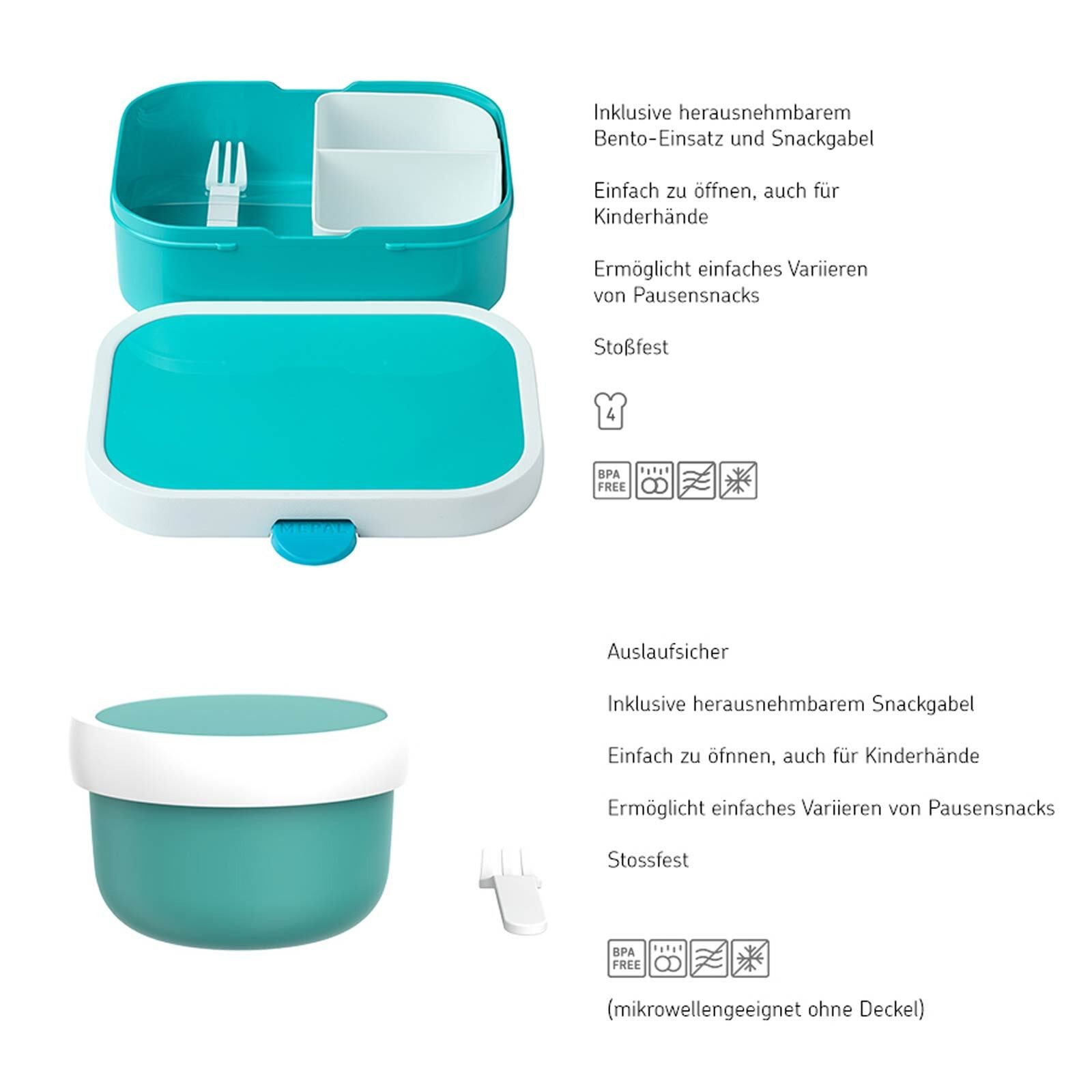Mepal Lunchbox Campus Obst- und Bentobox Little Farm 300 & 750 ml, Kunststoff, (2-tlg)