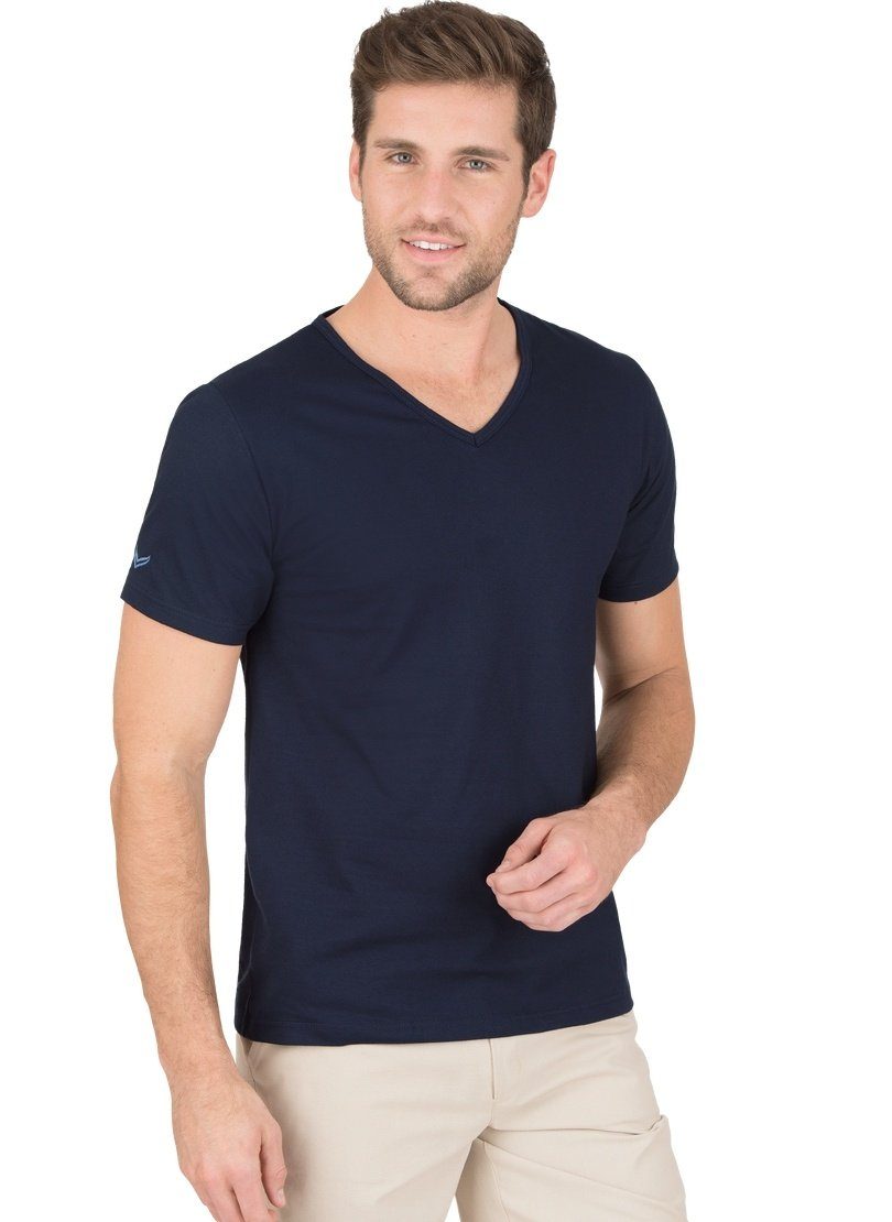 TRIGEMA 100% Bio-Baumwolle (kbA) V-Shirt Trigema T-Shirt navy-C2C aus
