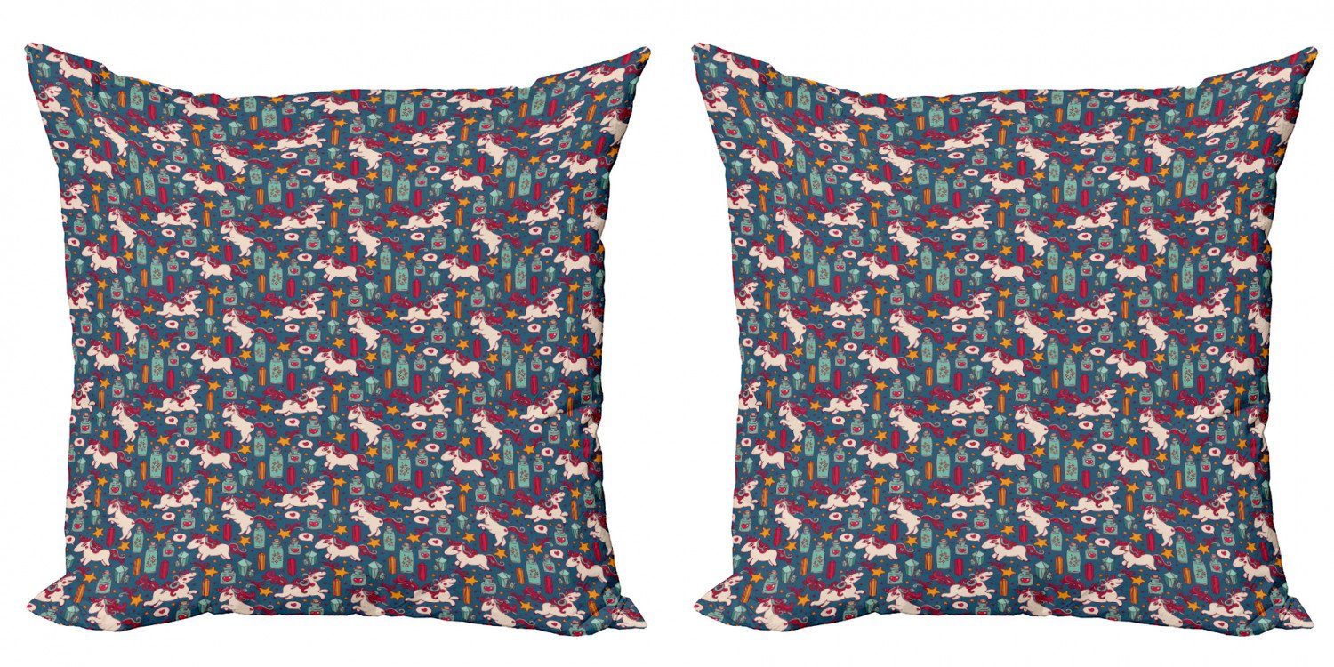 Kissenbezüge Modern Accent Abakuhaus Doppelseitiger (2 Herzen Digitaldruck, Stück), Rainbows Einhorn Sterne