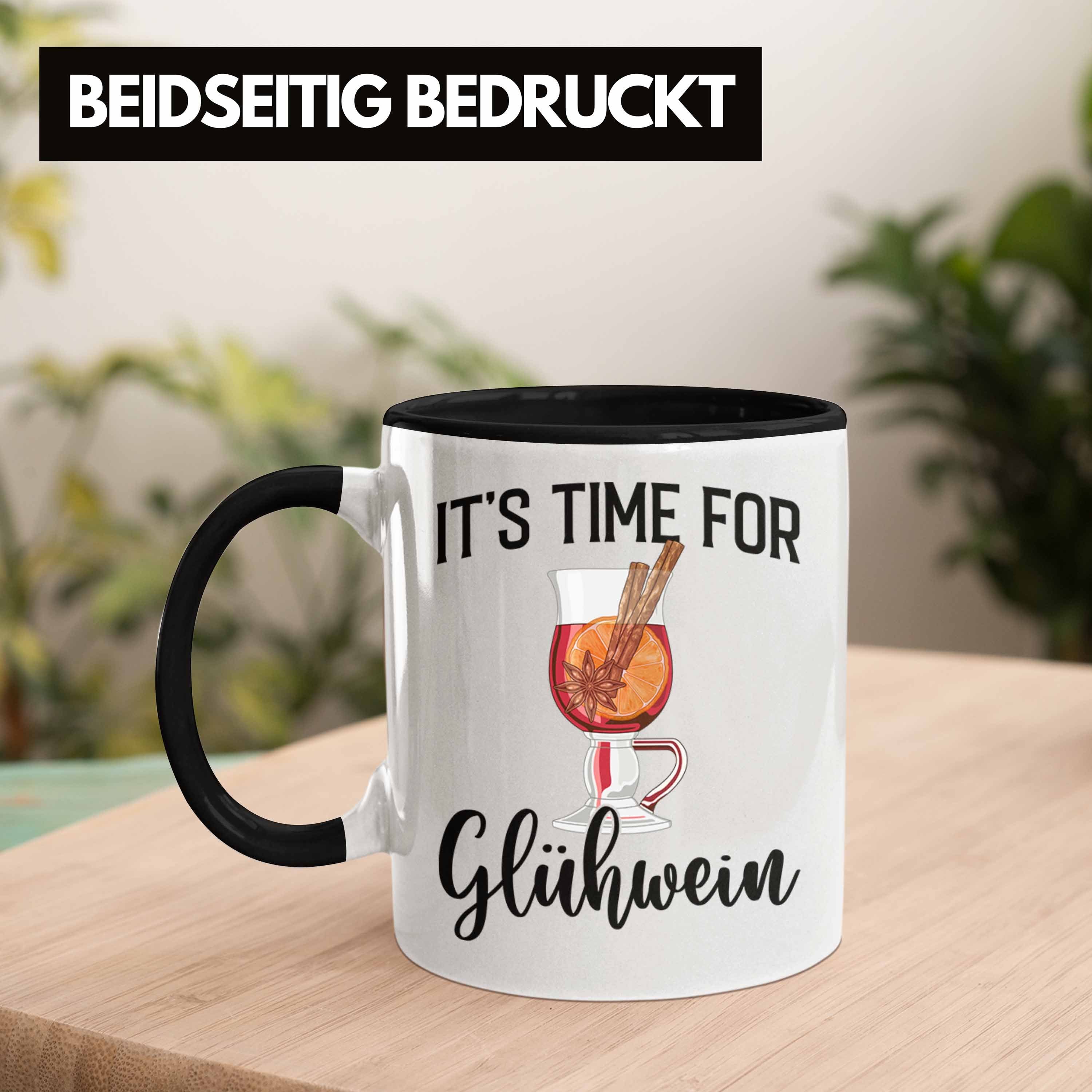 Trendation Glühwien Lustig Trendation Time Glühweinbecher - Glühwein Tasse Gläser mit Spruch Geschenk For Schwarz Doppelwandig - Tassen Henkel Becher Glühweintassen It Tasse Weihnachtsmarkt