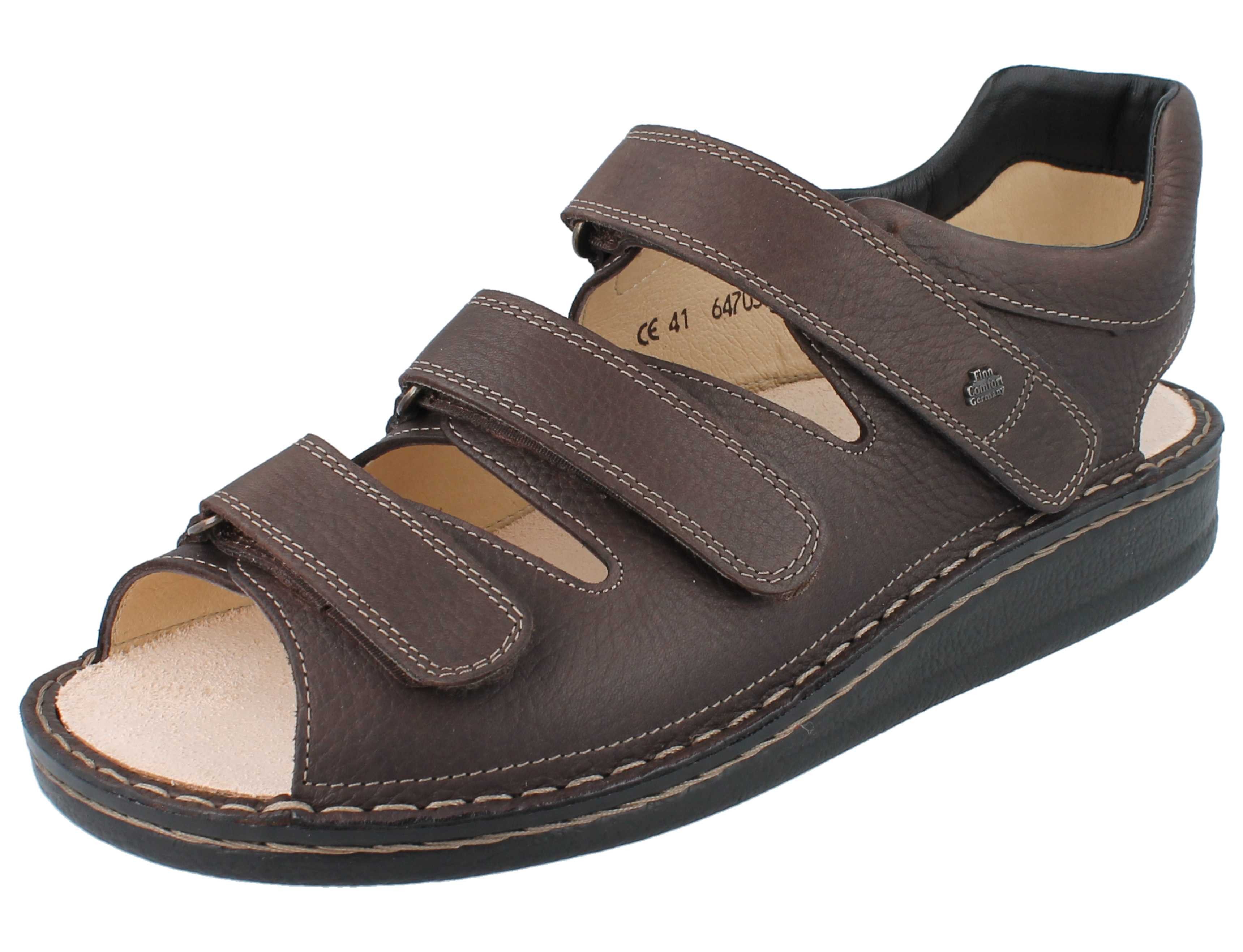 Finn Comfort FINN COMFORT Tunis Herren Sandalen dunkelbraun Glattleder - Größe: Sandale Wechselfußbett
