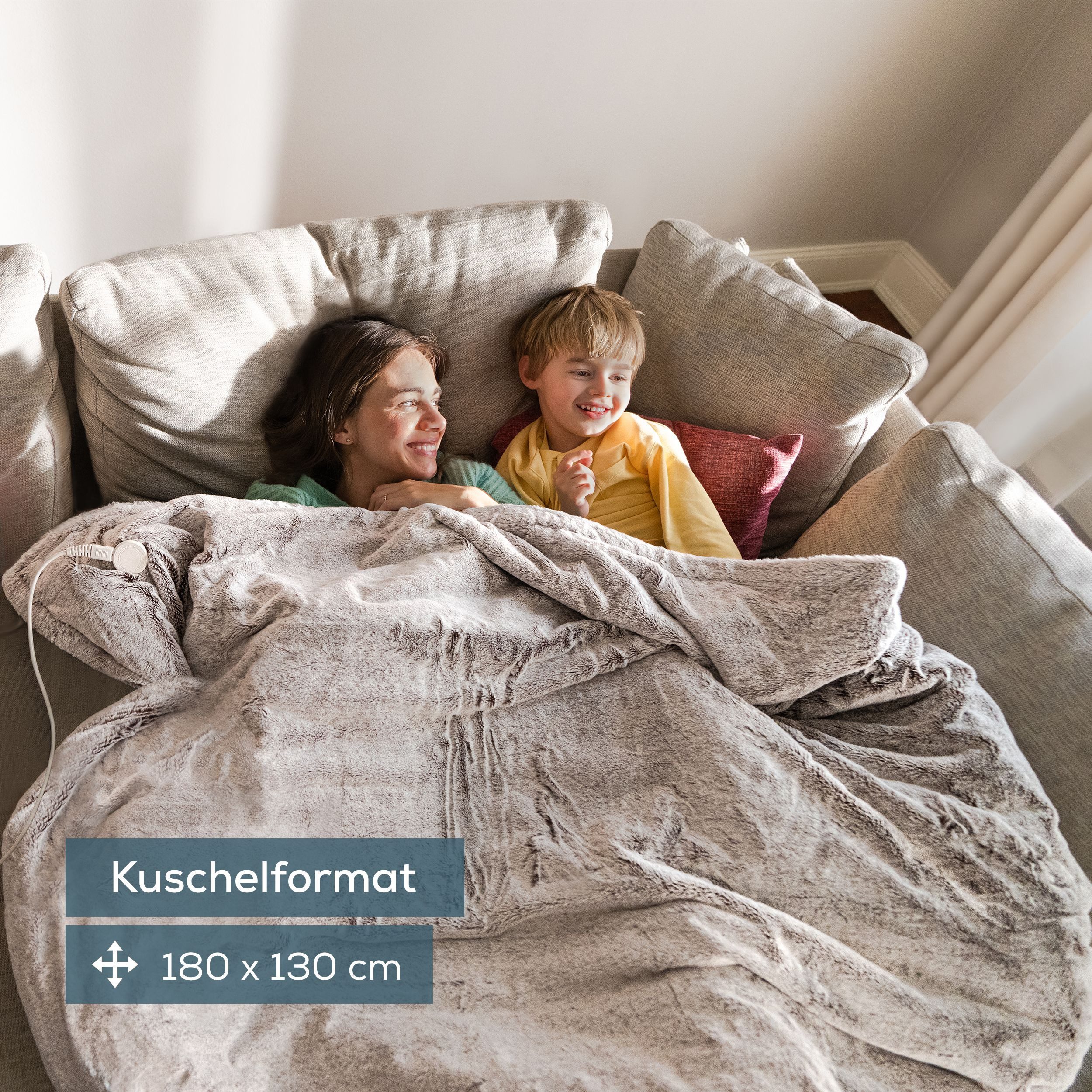 BEURER Heizdecke HD 75 nordic taupe, elektrische Wärmedecke zum Einkuscheln, 6 Temperaturstufen, kuscheliges Material, maschinenwaschbar