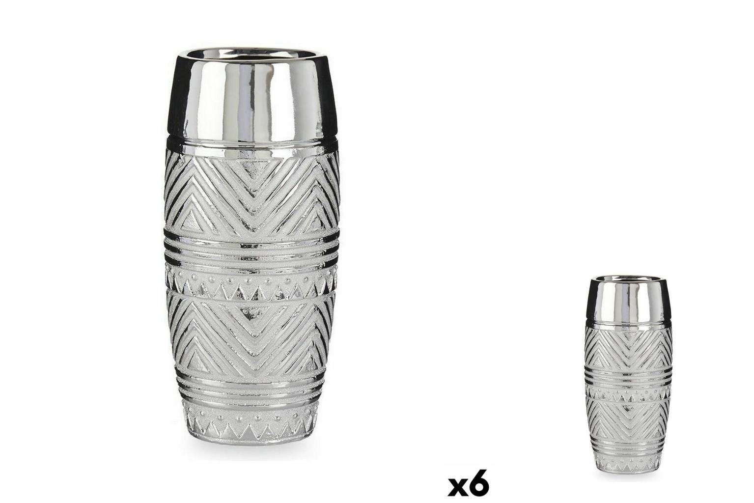 aus x 13,5 Gift Silberfarben Keramik Vase cm Streifen 13,5 Decor 30 x Dekovase 6 Zylinder