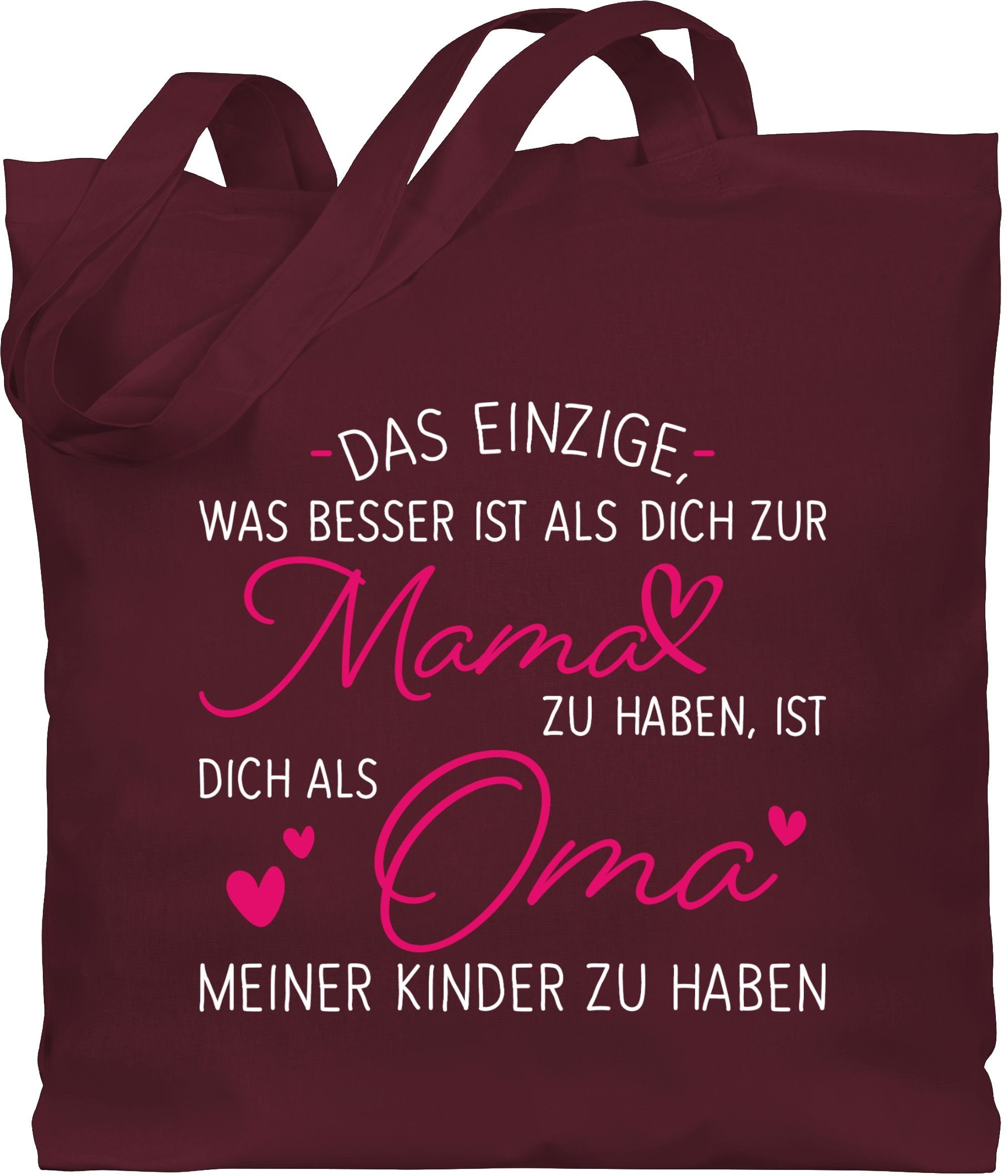 Shirtracer Umhängetasche Schwangerschaft verkünden Oma I Dich zur Omi zu haben I, Oma Geschenk 3 Bordeauxrot