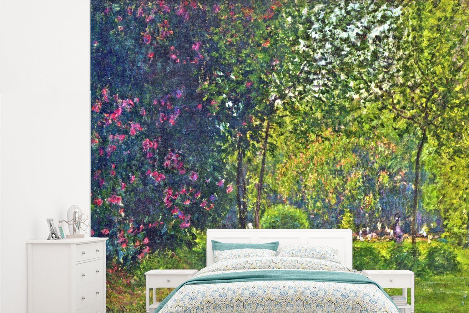 MuchoWow Fototapete Parc Monceau - Gemälde von Claude Monet, Matt, bedruckt, (5 St), Vliestapete für Wohnzimmer Schlafzimmer Küche, Fototapete